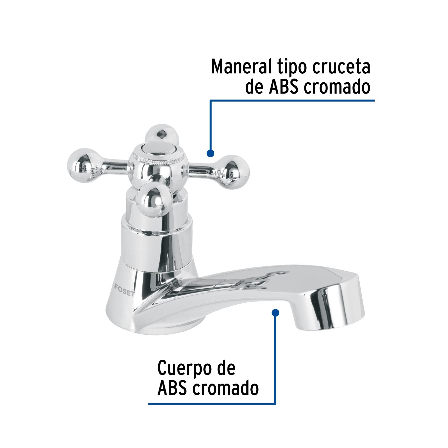 Foto 3 pulgar | Llave Individual Para Lavabo, Abs, Maneral Cruceta, Foset