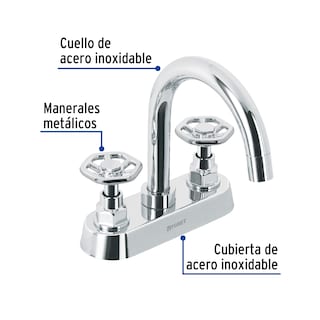 Foto 2 | Mezcladora para Lavabo 4" Truper Foset color Gris