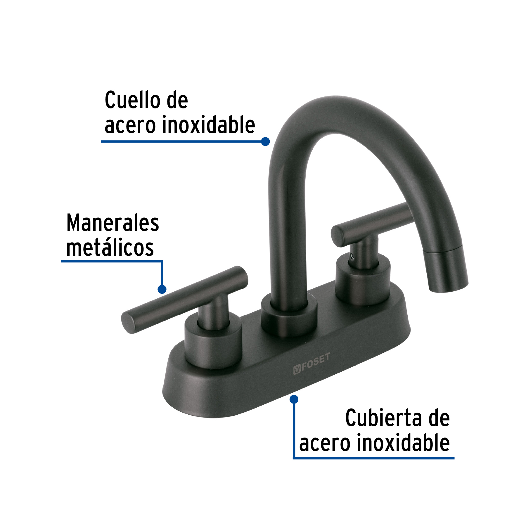 Foto 3 pulgar | Mezcladora para Lavabo Foset color Negro Mate