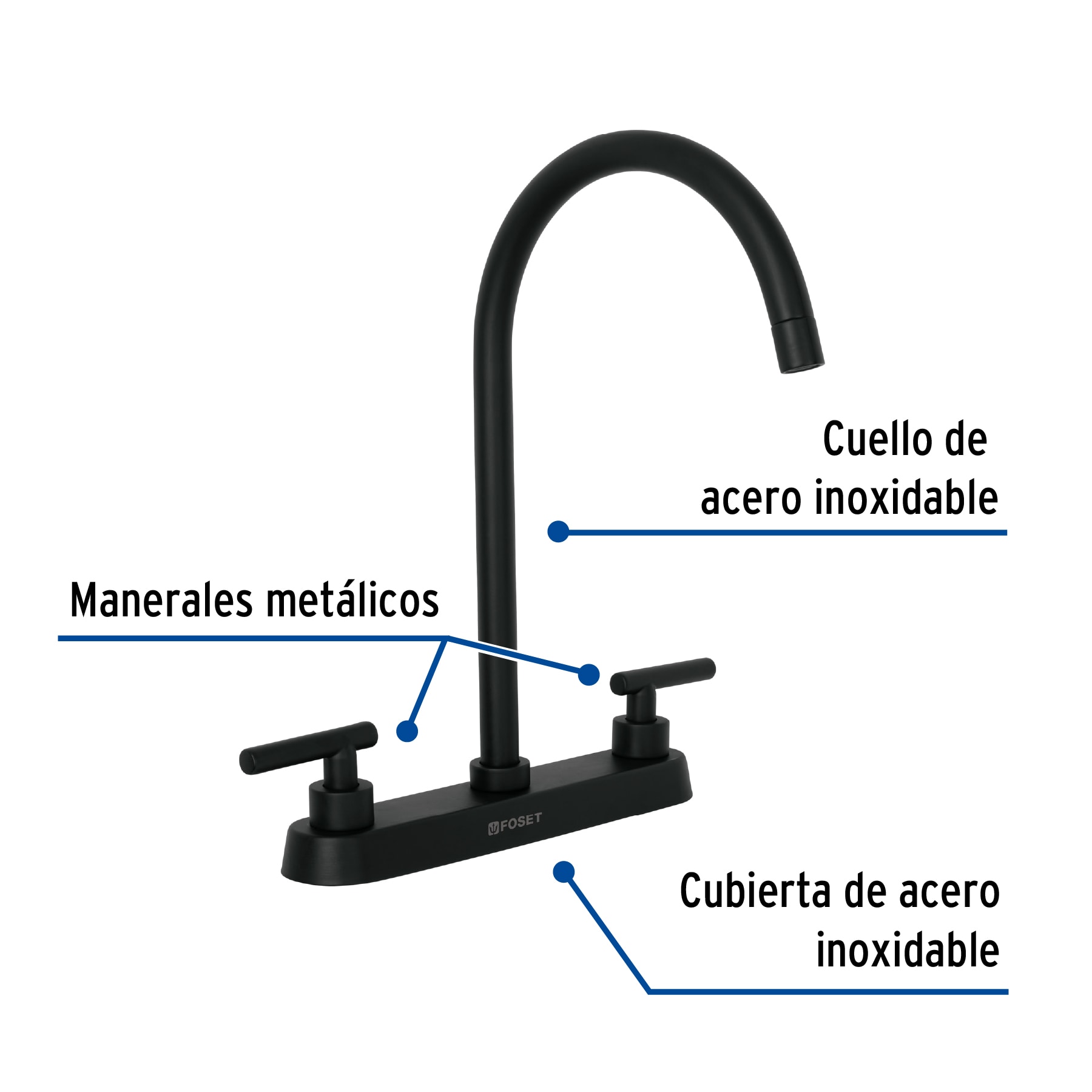 Foto 3 pulgar | Mezcladora para Fregadero 8" Truper Foset Negro