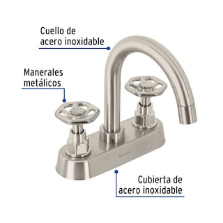 Foto 2 | Mezcladora para Lavabo 4" Truper Foset color Dorado