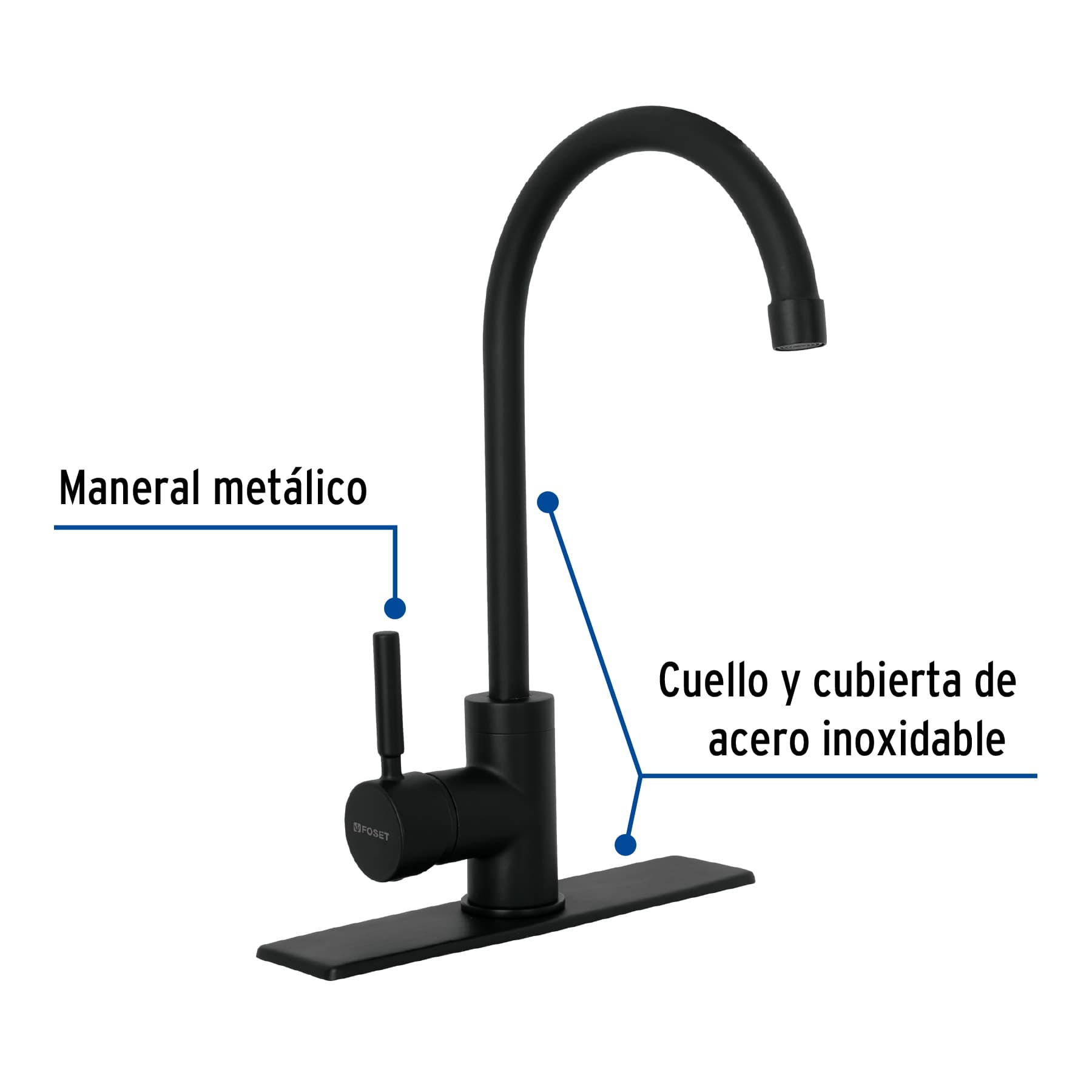 Foto 3 pulgar | Monomando para Fregadero Truper Foset Negro