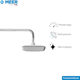 Foto 3 | Regadera Meer-CNX RCT309 color Plata Faucets Cuadrada con Tubo de 27 CM de ABS y Acero Inoxidable Cromada
