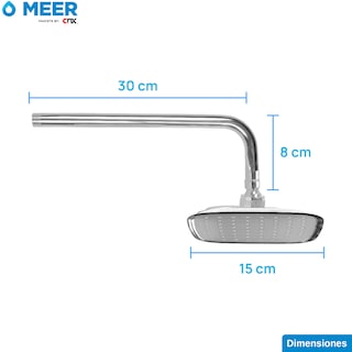 Foto 4 | Regadera Meer-CNX RCT309 color Plata Faucets Cuadrada con Tubo de 27 CM de ABS y Acero Inoxidable Cromada
