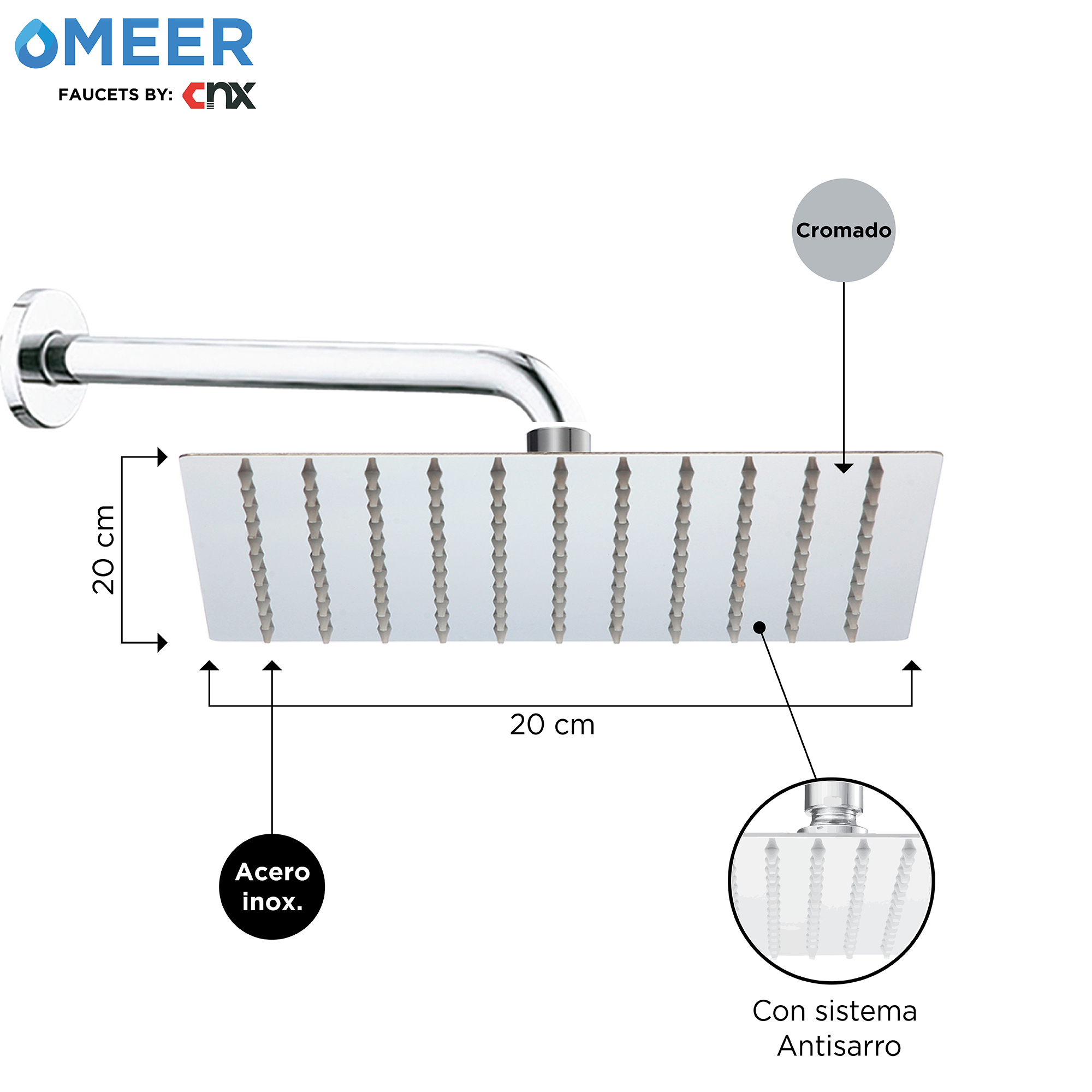 Foto 3 pulgar | Meer Faucets By Cnx - Set De Regadera Con Tubo Y Organizador Para Baño De Acero Inoxidable, Juego De Regadera C