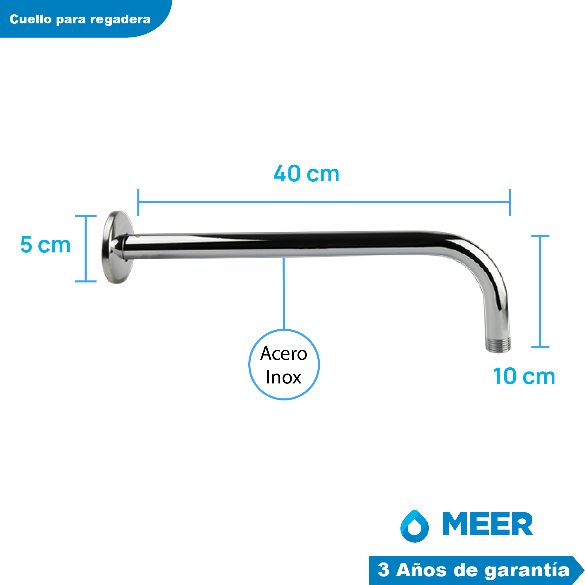 Foto 4 | Meer Faucets By Cnx - Set De Regadera Con Tubo Y Organizador Para Baño De Acero Inoxidable, Juego De Regadera C