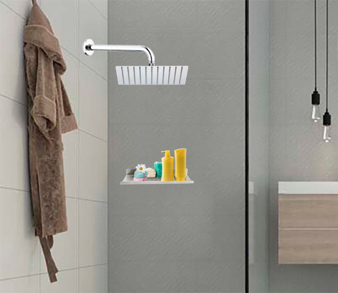 Foto 6 pulgar | Meer Faucets By Cnx - Set De Regadera Con Tubo Y Organizador Para Baño De Acero Inoxidable, Juego De Regadera C