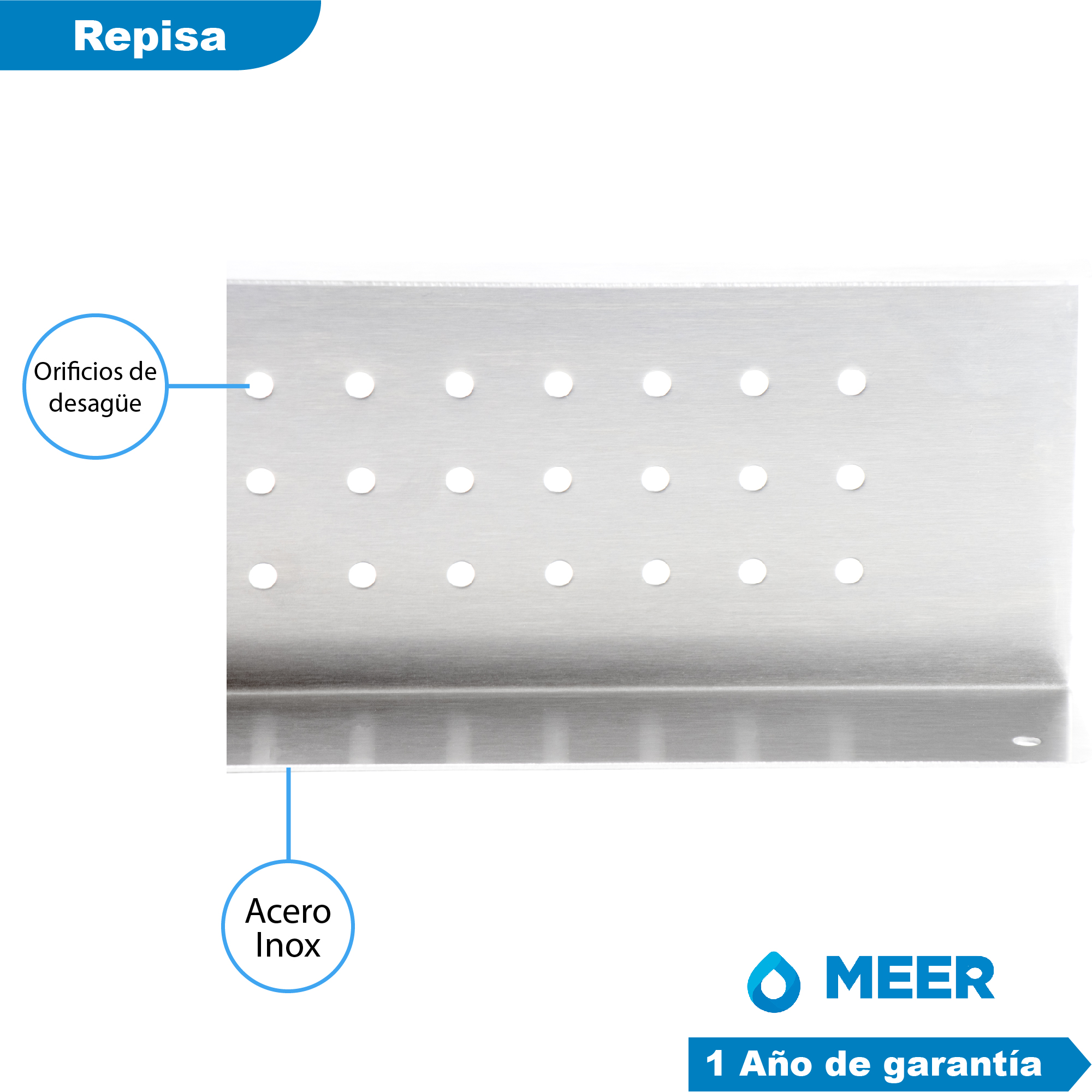 Foto 6 | Meer Faucets By Cnx - Set De Regadera Con Tubo Y Organizador Para Baño De Acero Inoxidable, Juego De Regadera C