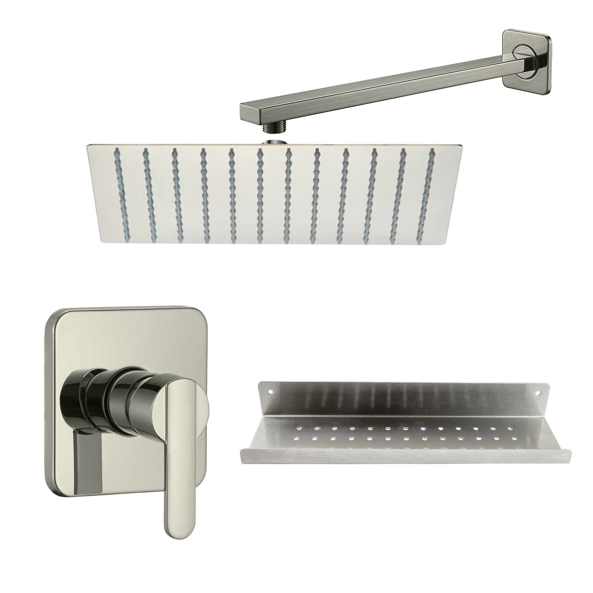 Foto 2 pulgar | Meer Faucets By Cnx - Set De Regadera Con Tubo, Mezcladora Para Regadera Y Organizador Para Baño De Acero Inoxi