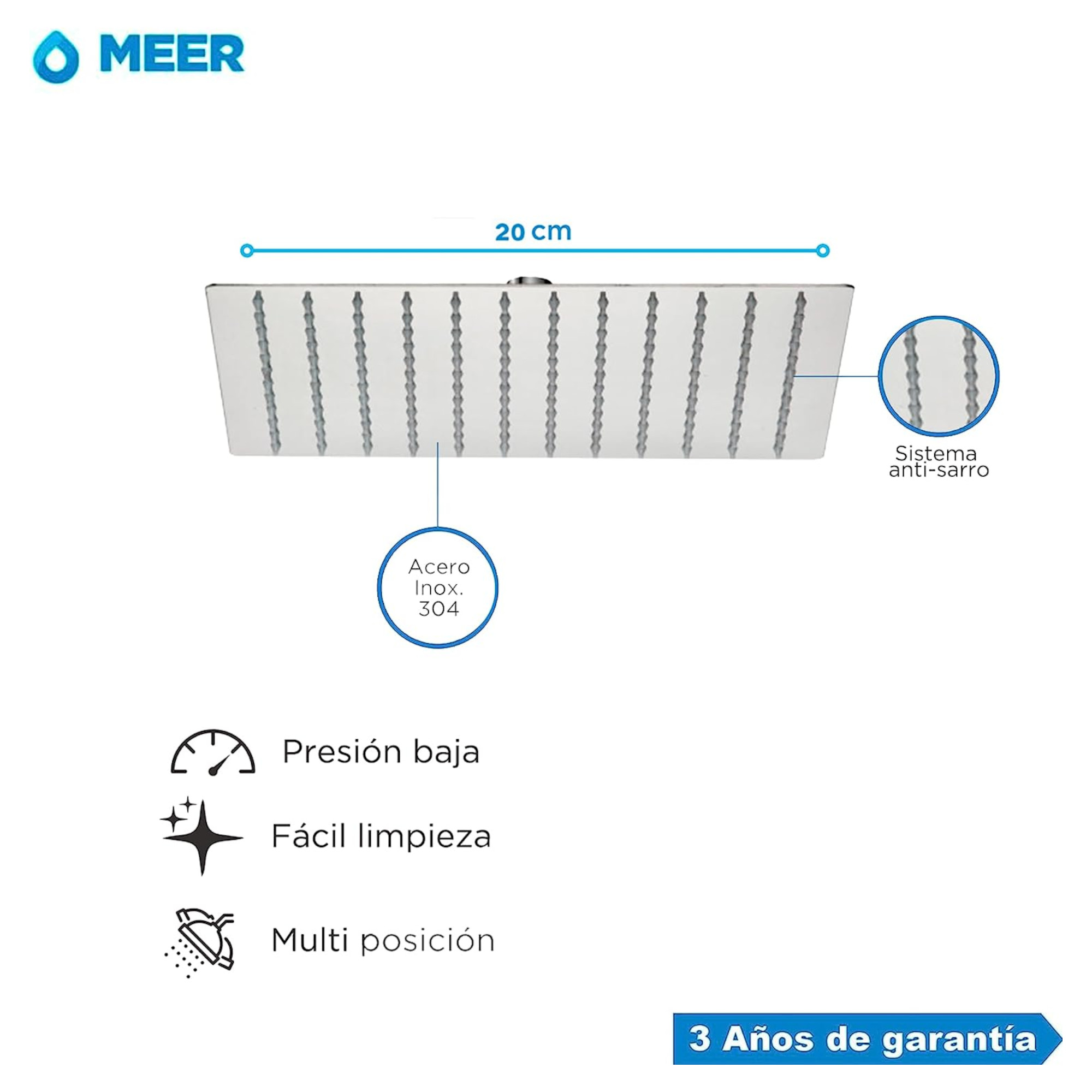 Foto 3 pulgar | Meer Faucets By Cnx - Set De Regadera Con Tubo, Mezcladora Para Regadera Y Organizador Para Baño De Acero Inoxi