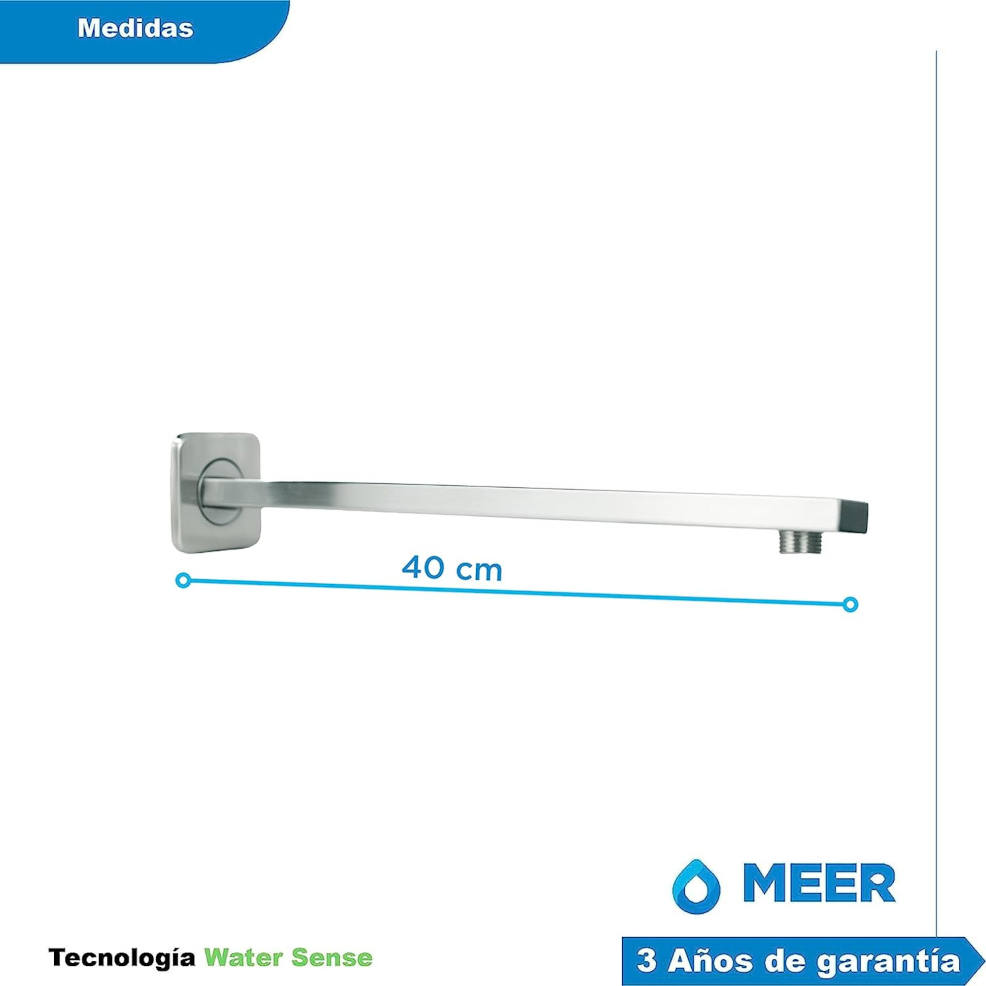 Foto 4 pulgar | Meer Faucets By Cnx - Set De Regadera Con Tubo, Mezcladora Para Regadera Y Organizador Para Baño De Acero Inoxi