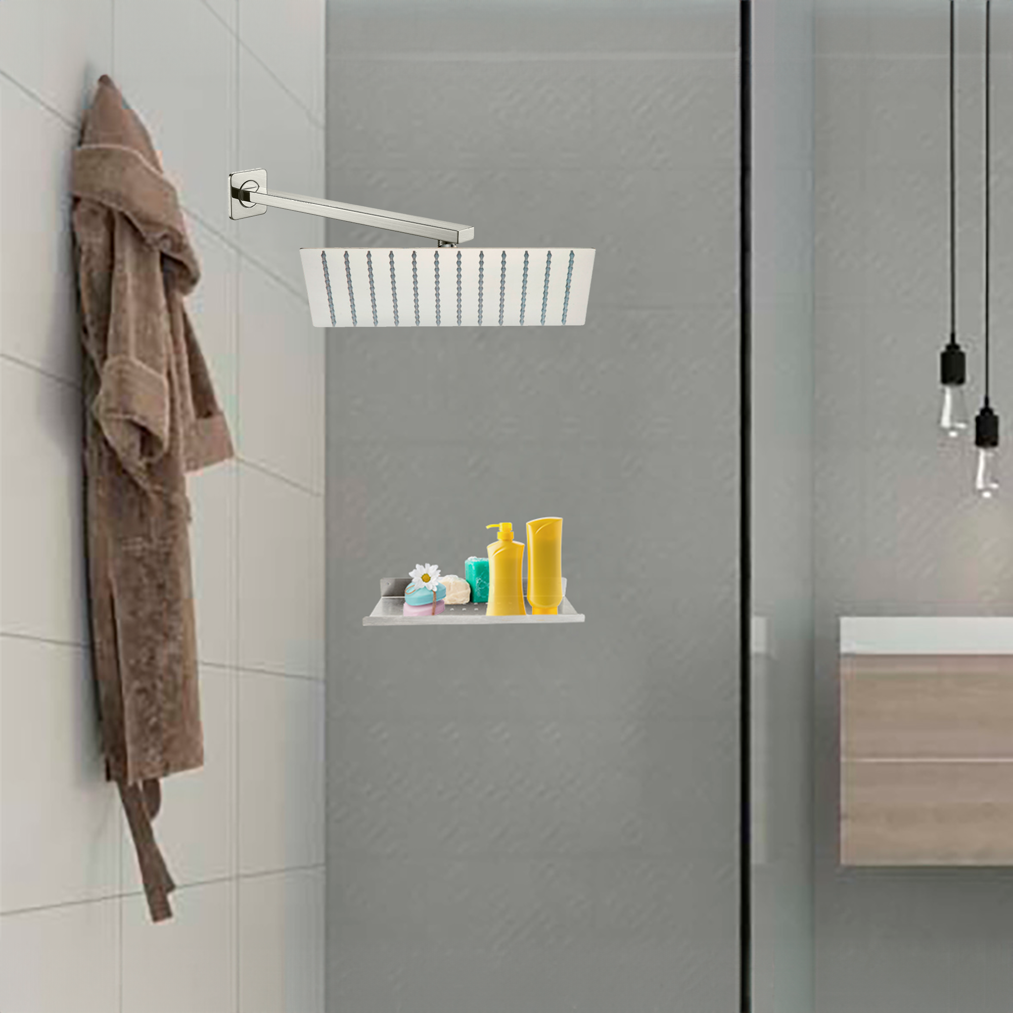 Foto 8 | Meer Faucets By Cnx - Set De Regadera Con Tubo, Mezcladora Para Regadera Y Organizador Para Baño De Acero Inoxi