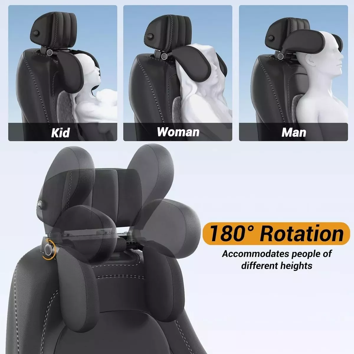 Foto 4 pulgar | Reposacabeza De Asiento Auto Cojín De Almohada Para Cuello  Eo Safe Imports Esi-14376 Negro