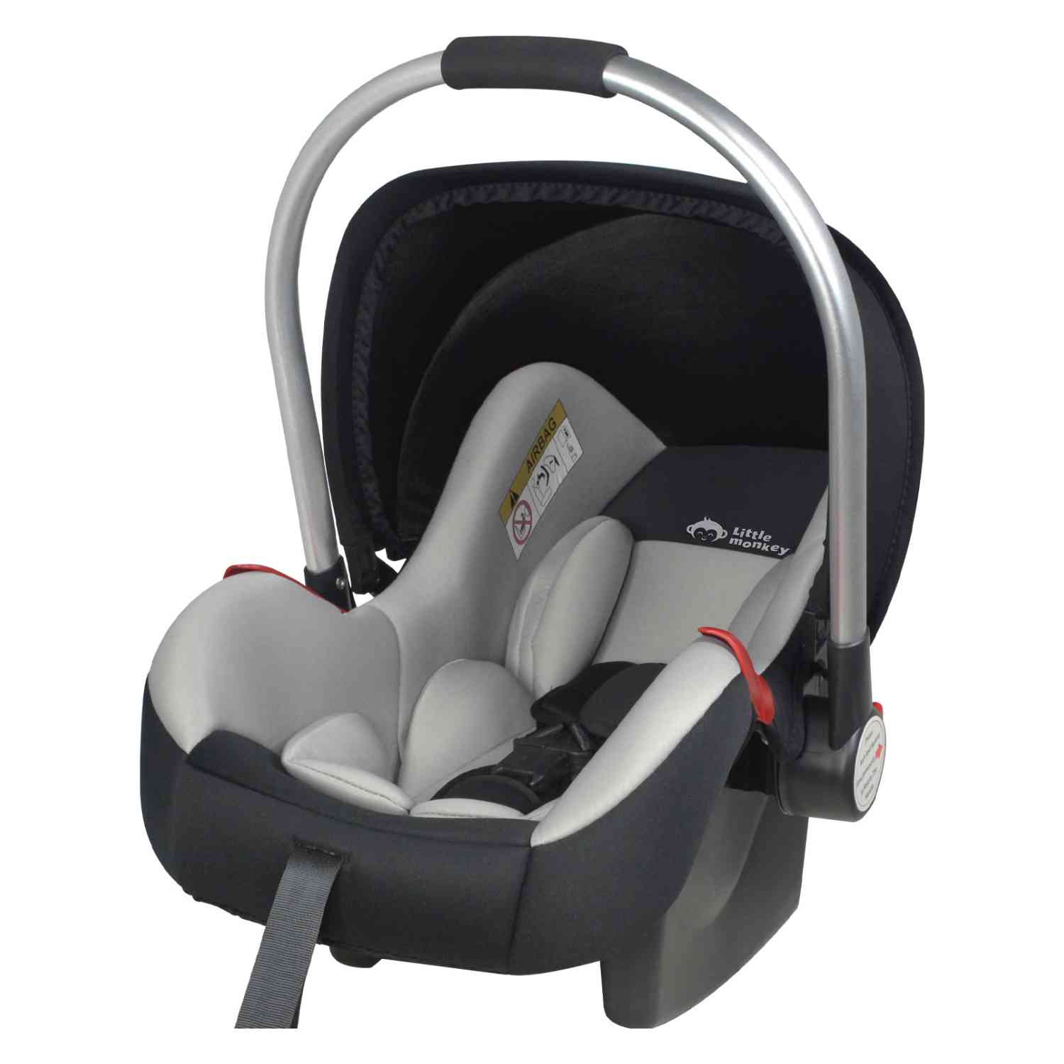 Asiento Porta bebé Little Monkey mkz-asicap013gri color Gris Mecedora Tipo Moisés Ergonómico para Auto