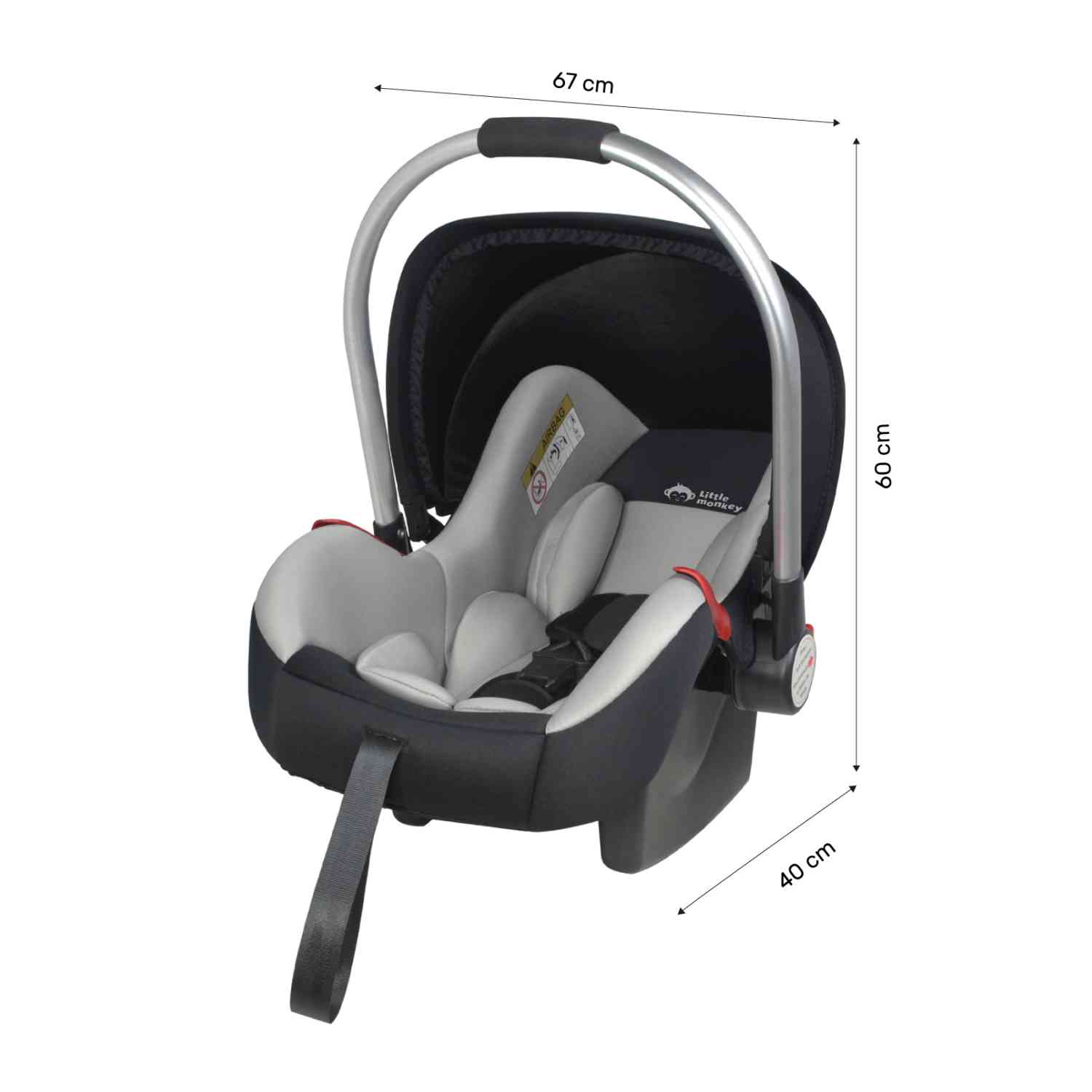 Foto 4 pulgar | Asiento Porta bebé Little Monkey mkz-asicap013gri color Gris Mecedora Tipo Moisés Ergonómico para Auto