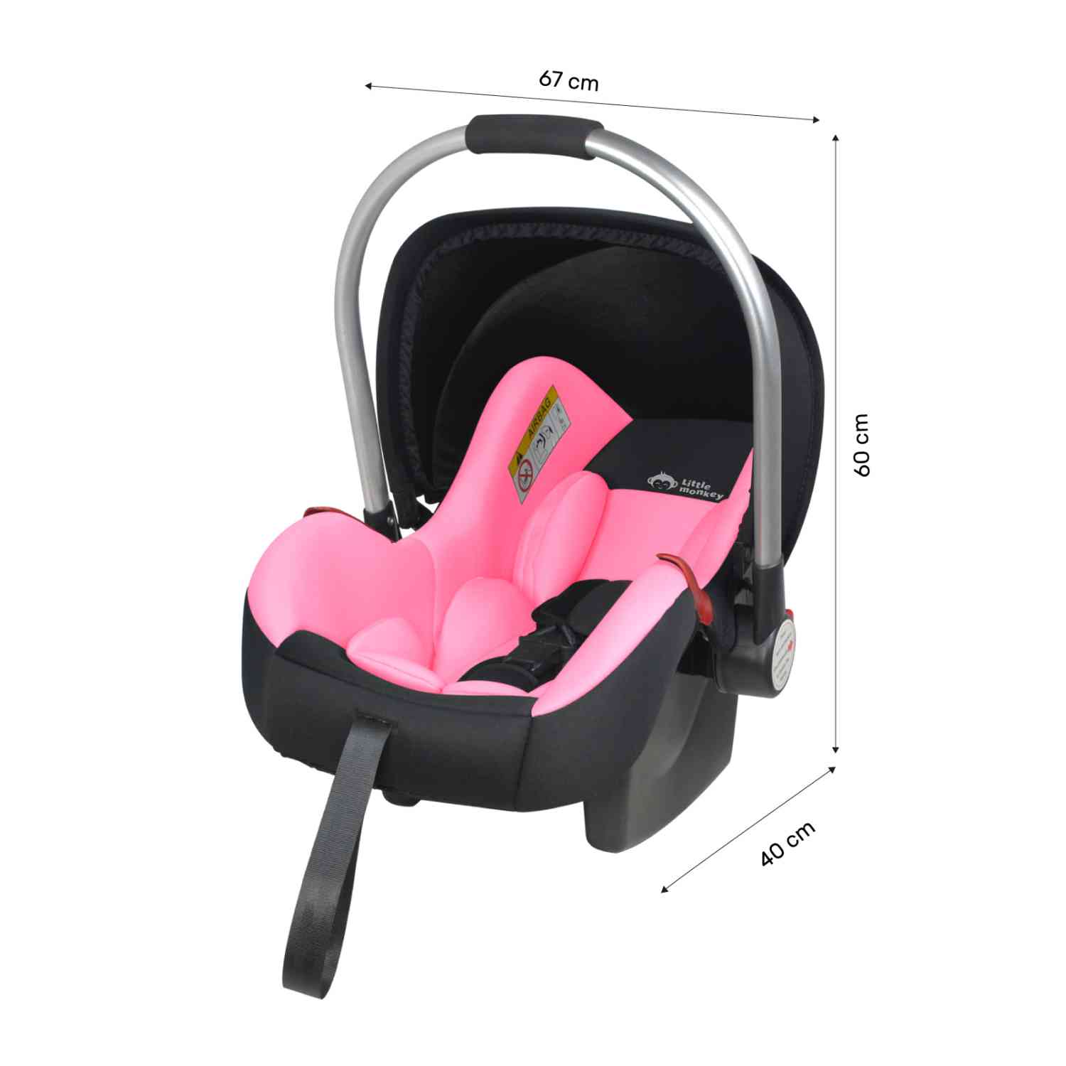 Foto 4 pulgar | Asiento Porta bebé Little Monkey mkz-asicap013ros color Rosa Mecedora Tipo Moisés Ergonómico para Auto