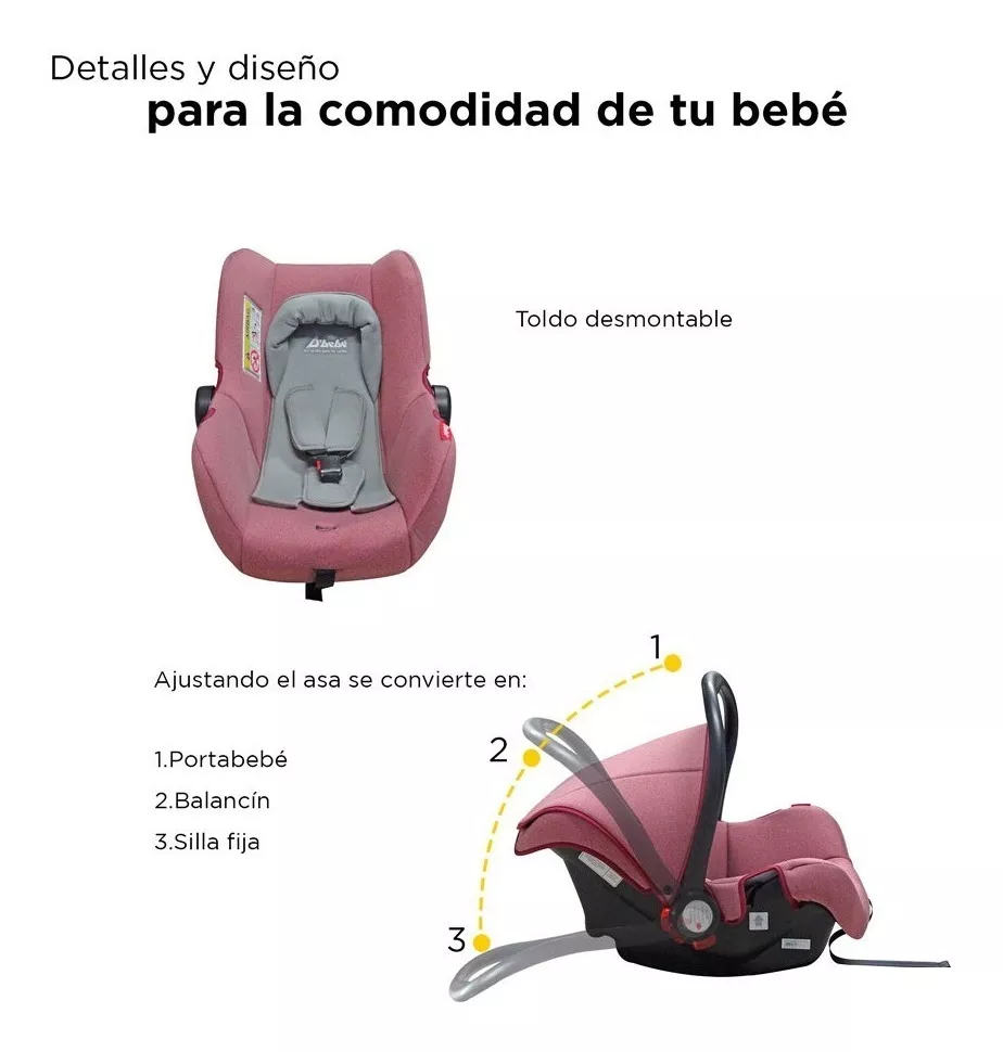 Foto 4 pulgar | Portabebe Autoasiento D Bebe Mai Travel 3 En 1