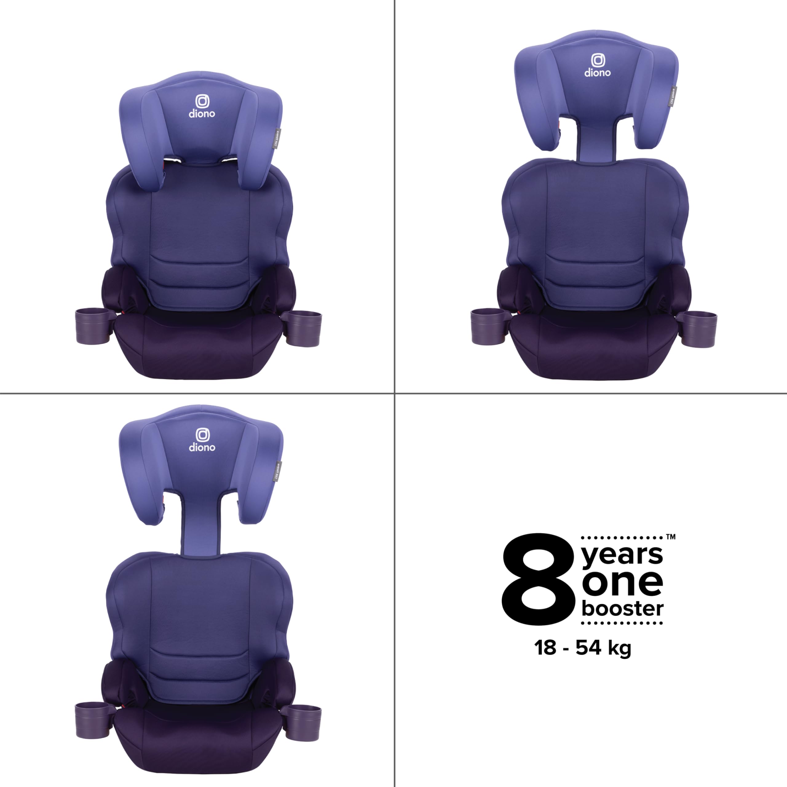 Foto 3 pulgar | Asiento De Coche Booster Diono Everett Nxt Con Respaldo Alto, 8 Años, Morado - Venta Internacional.