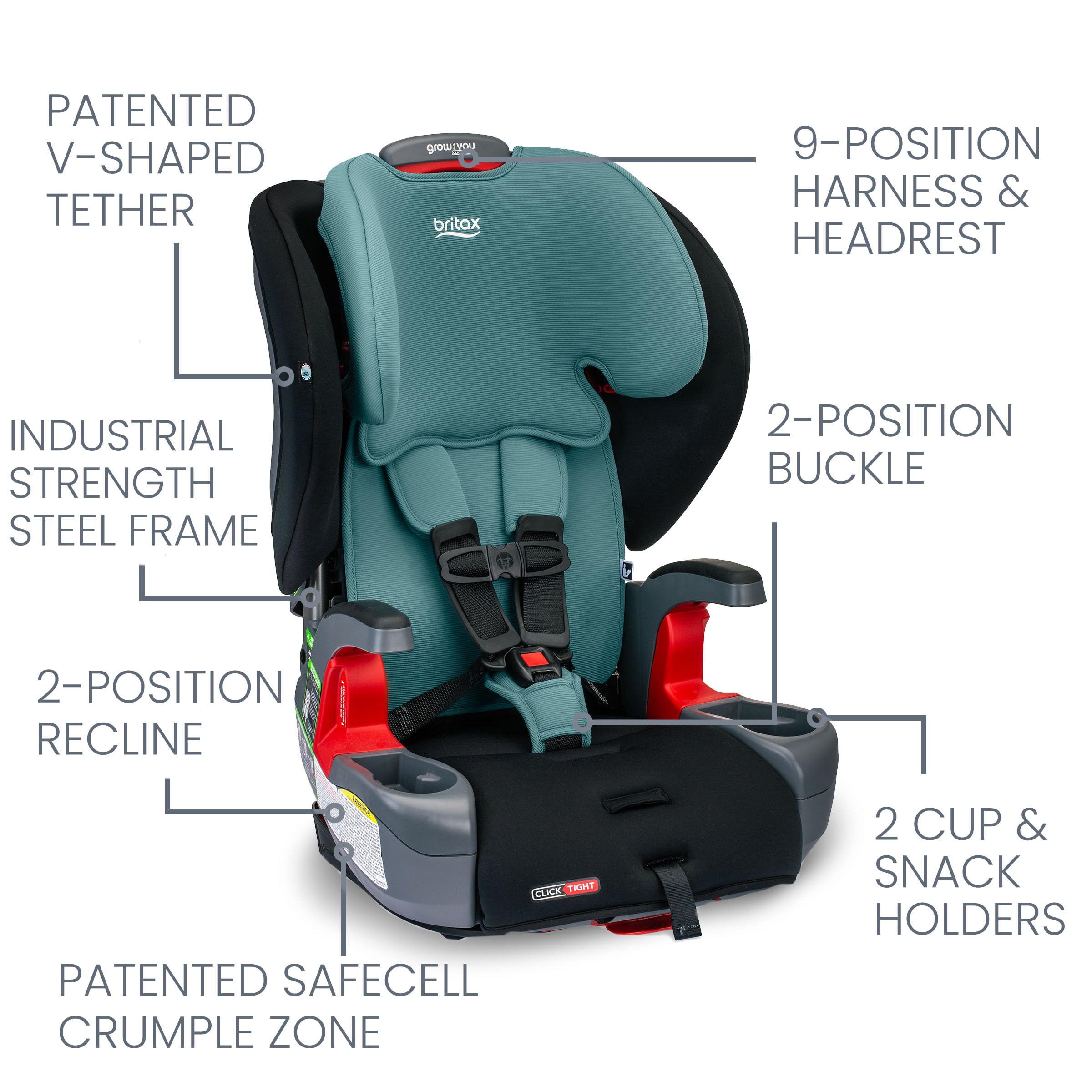 Foto 4 pulgar | Asiento De Coche Britax Grow With You Clicktight Harness-2-booster - Venta Internacional.