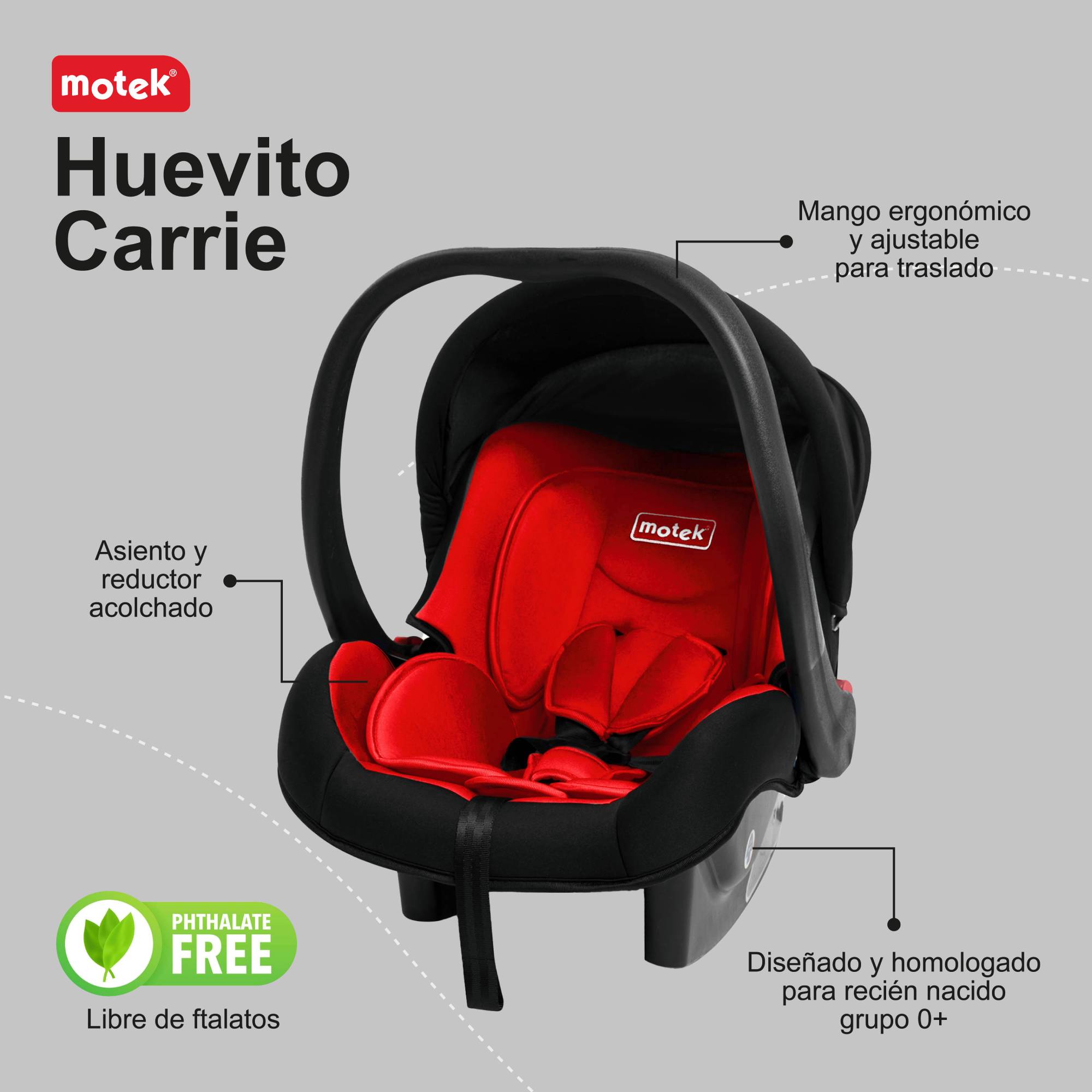Foto 3 pulgar | Autoasiento Portabebe Motek Carrie Grupo 0+ Homologado