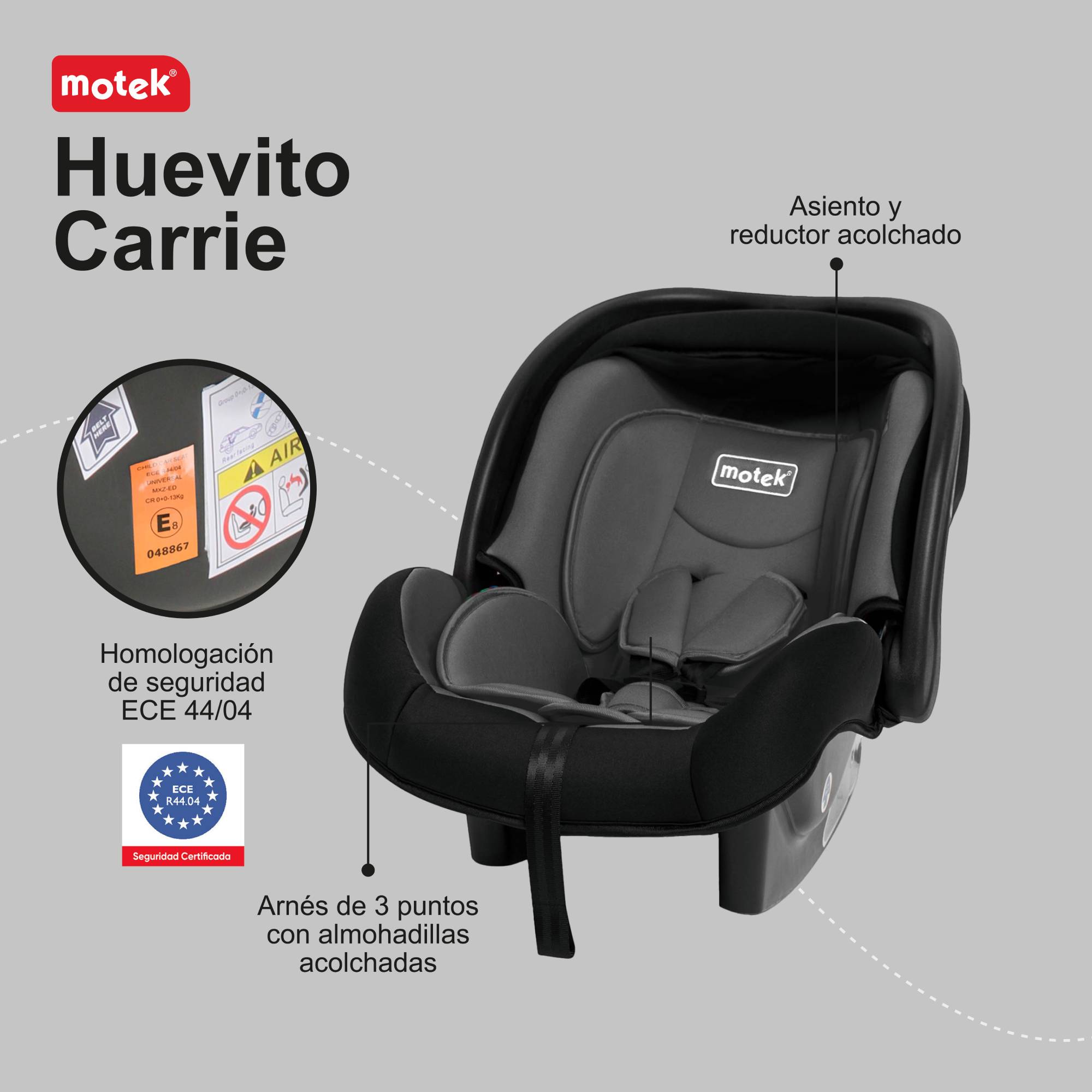 Foto 5 pulgar | Autoasiento Portabebe Motek Carrie Grupo 0+ Homologado