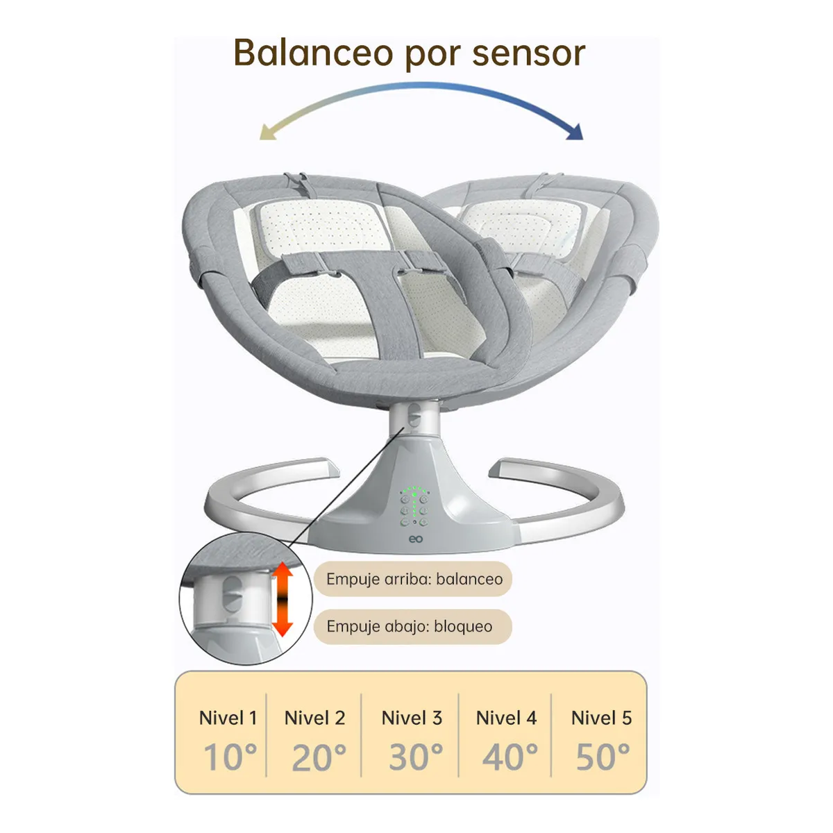 Foto 3 pulgar | Mecedora Eléctrica Bebé Silla Eo Safe Imports Esi-20998 Gris