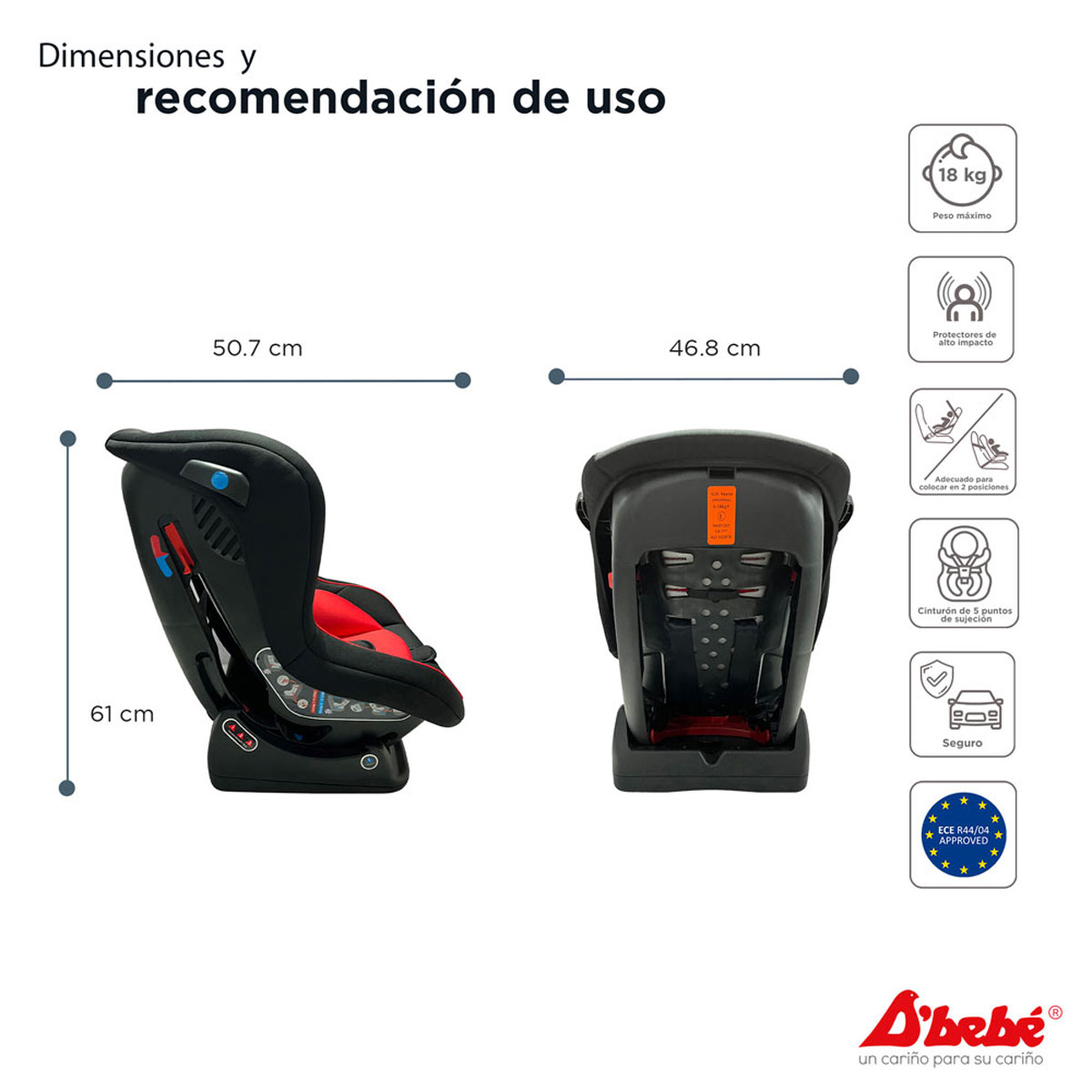 Foto 6 pulgar | Autoasiento Confort D´bebe Rojo