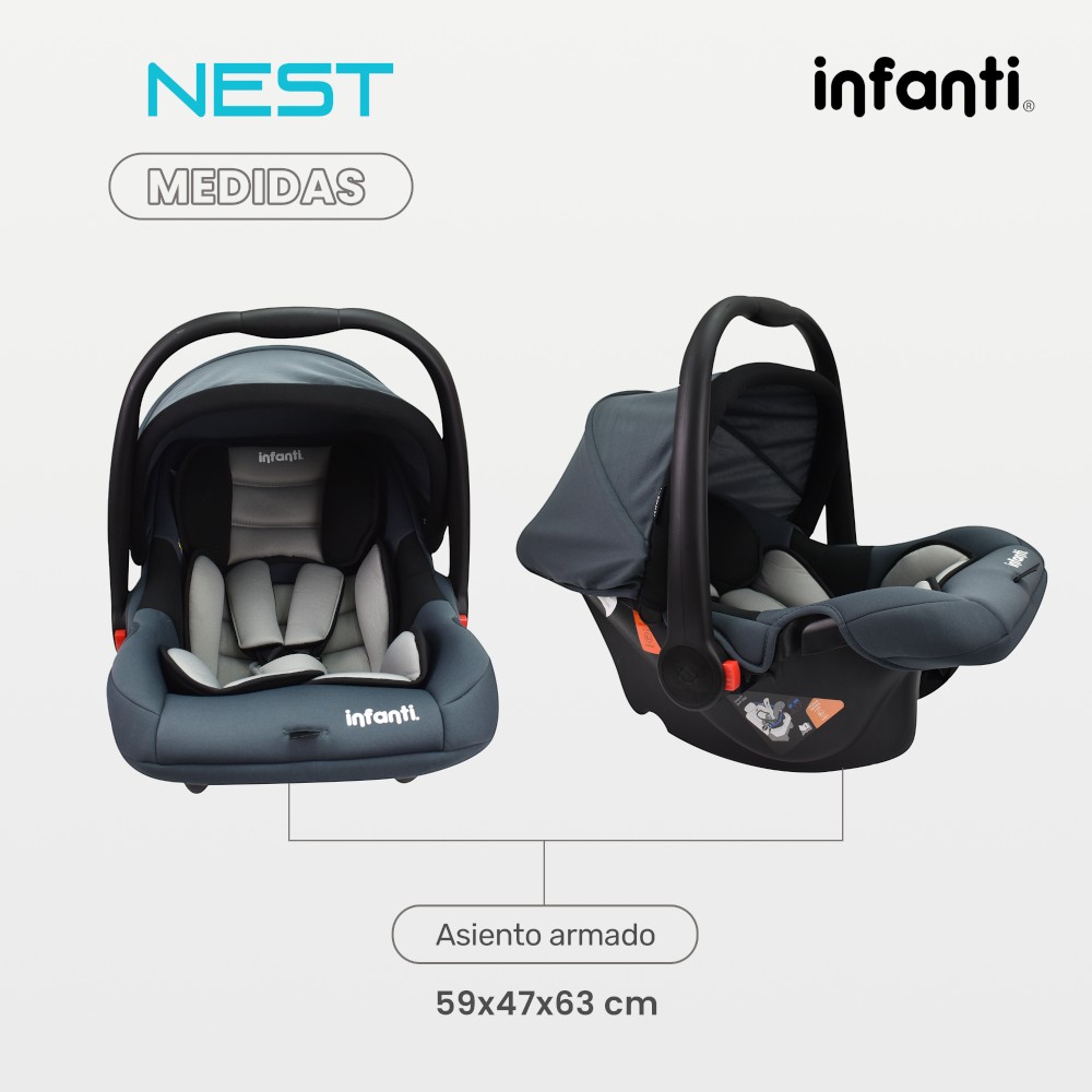 Foto 7 pulgar | Infanti Autoasiento Nest Grupo 0+ hasta 13 kg Gris/Negro
