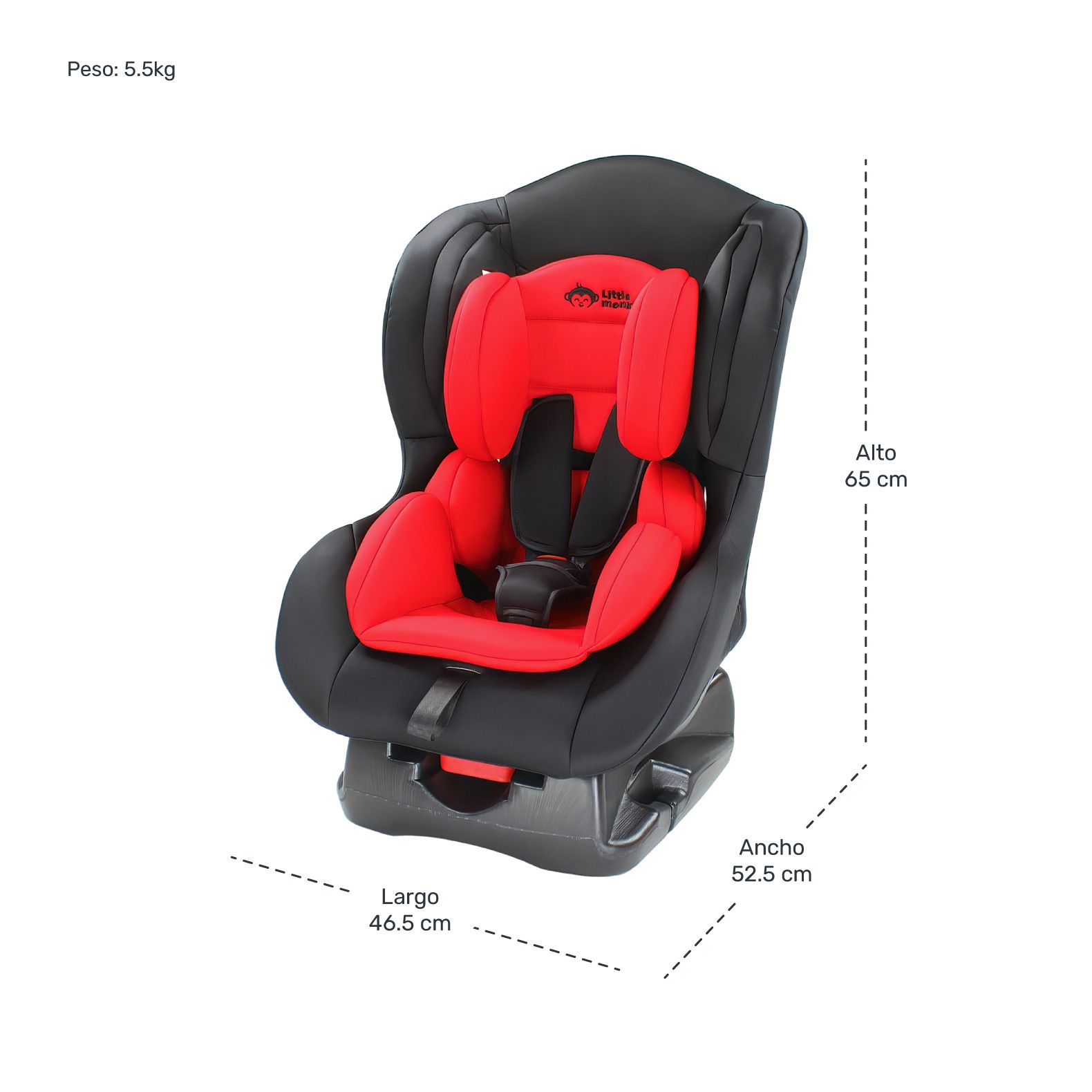 Foto 4 pulgar | Autoasiento Bebe Little Monkey 3 Posiciones Arnés 5 Puntos Seguridad color Rojo