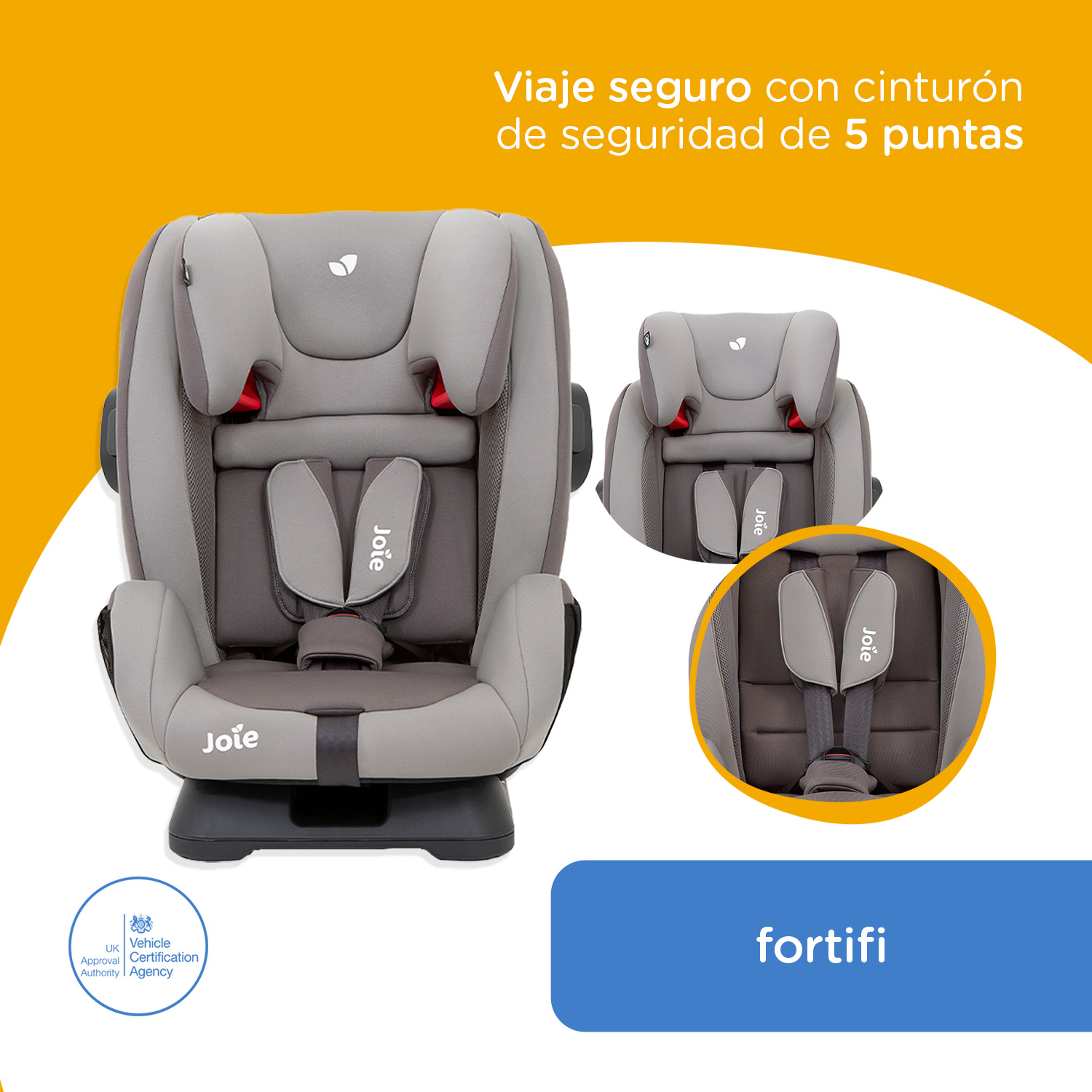 Foto 3 pulgar | Autoasiento Para Bebé Auto Joie color Gris Práctico Portátil