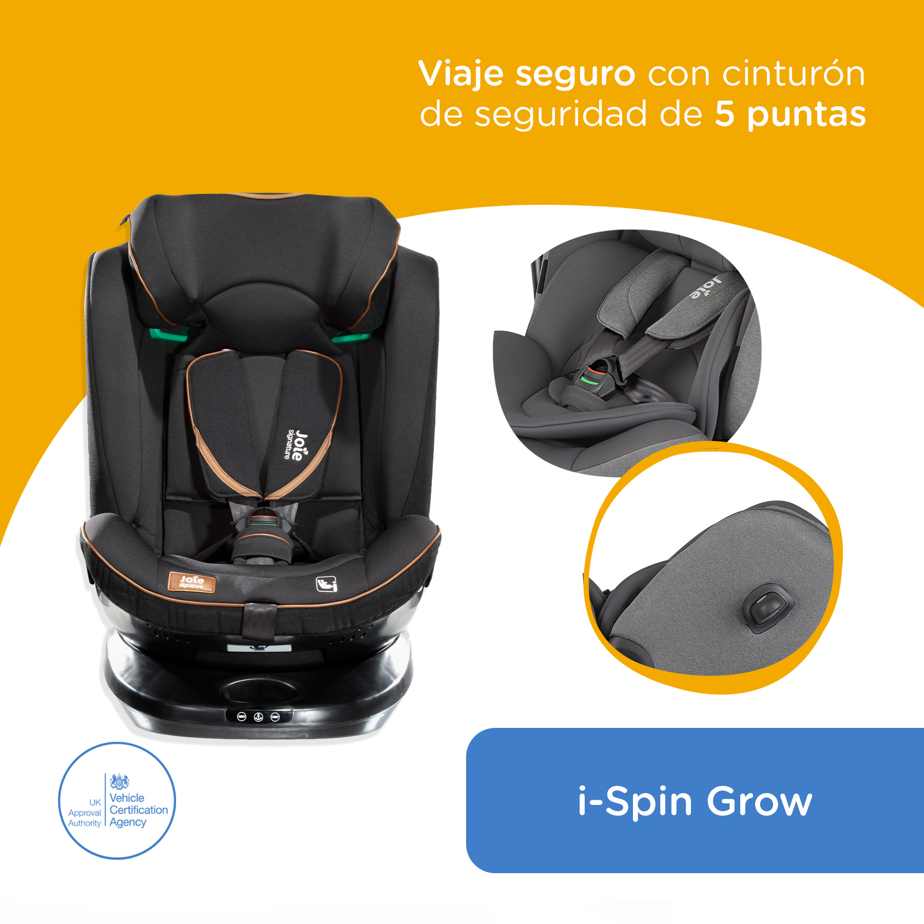 Foto 3 pulgar | Autoasiento Para Bebé Auto Joie Ispin Grow Eclipse R Práctico Portátil