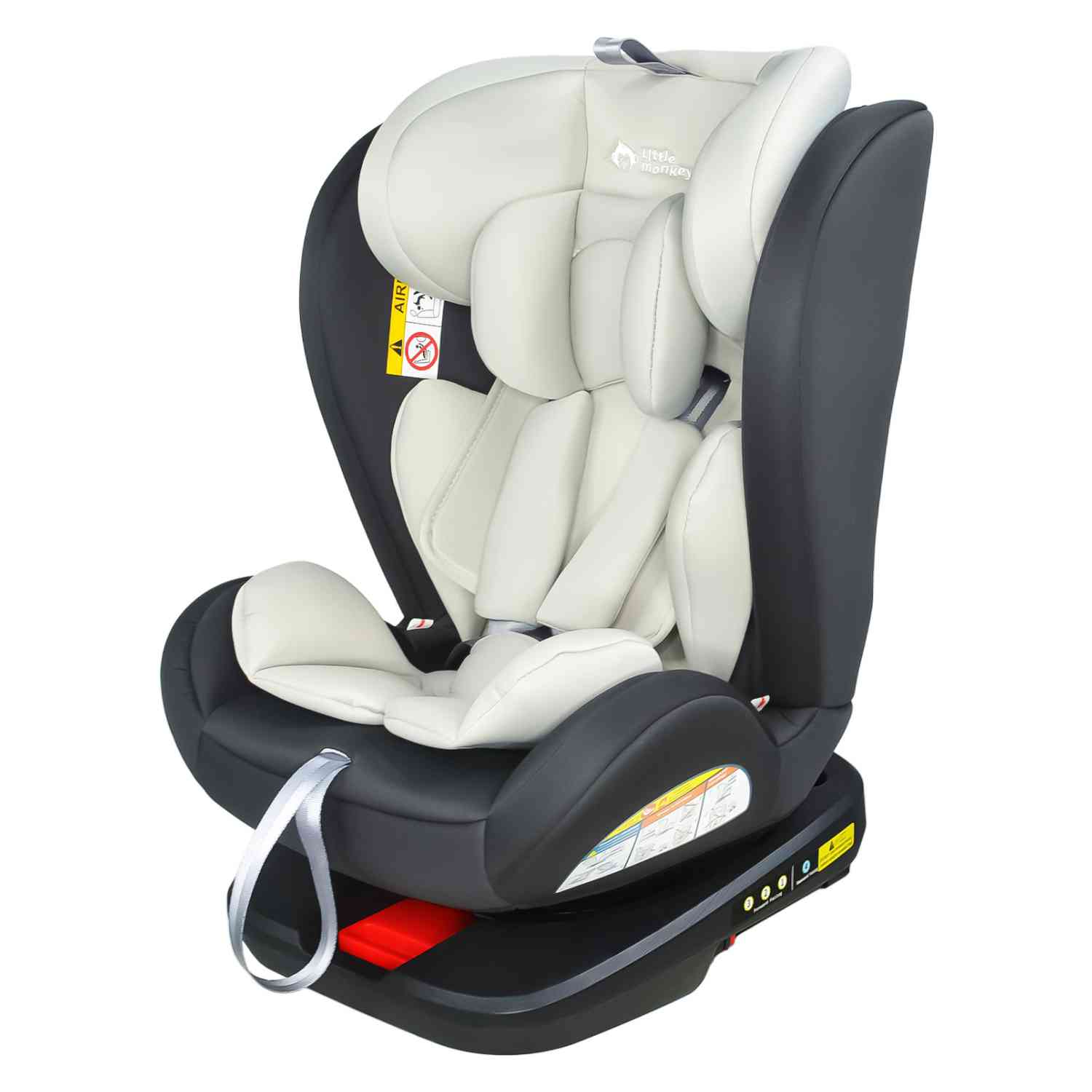 Foto 2 | Autoasiento Seguridad Isofix Little Monkey Para Carro Bebé 9m A 10 Años color Gris