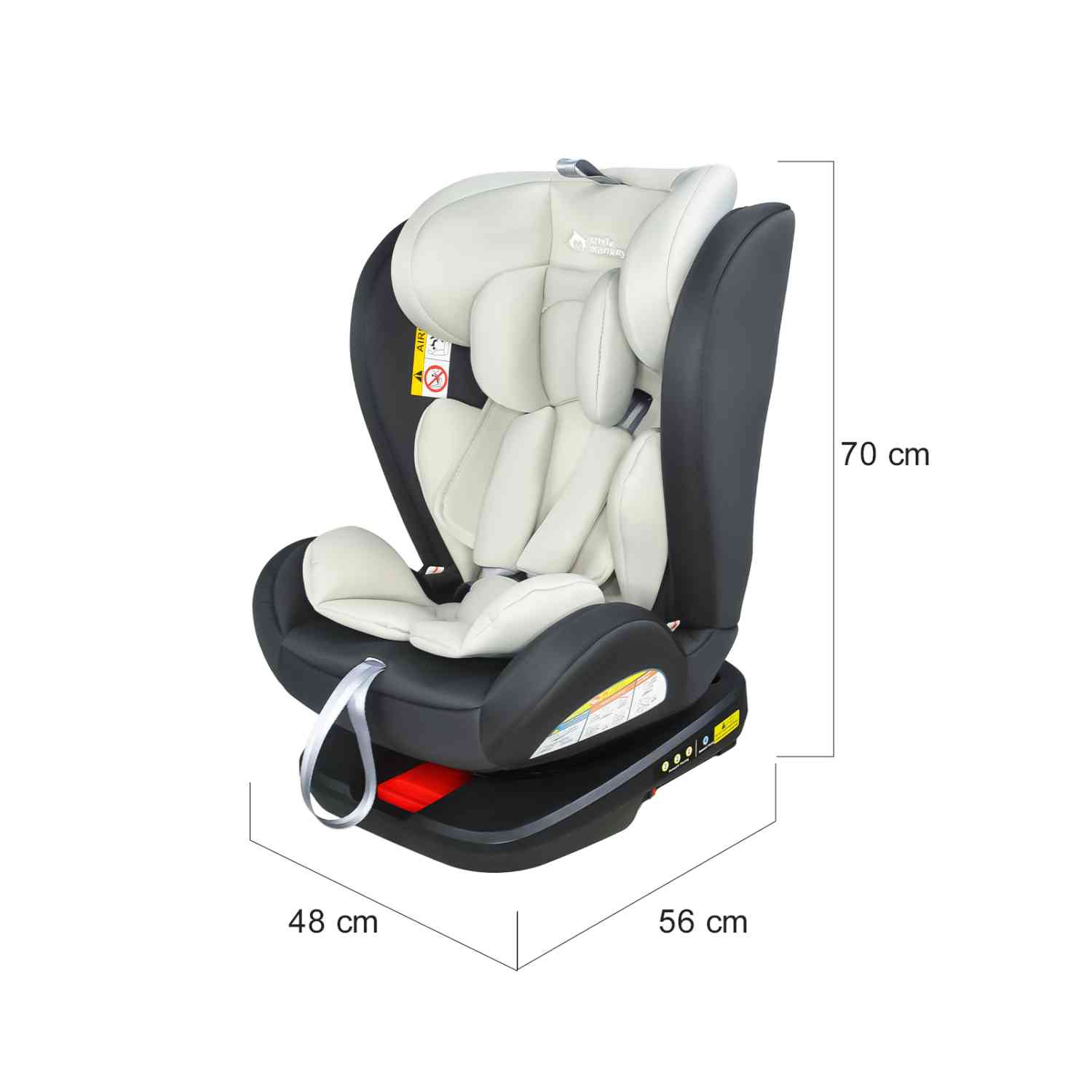 Foto 4 pulgar | Autoasiento Seguridad Isofix Little Monkey Para Carro Bebé 9m A 10 Años color Gris