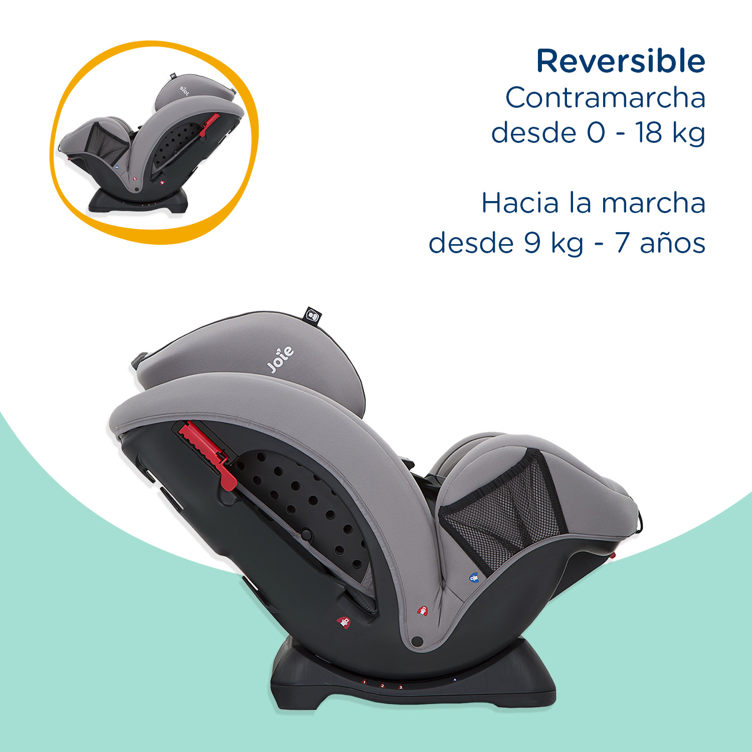 Foto 7 pulgar | Autoasiento Para Bebé Auto Joie color Gris Práctico Portátil