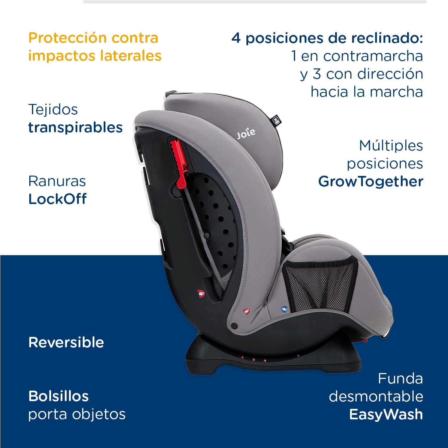 Foto 8 pulgar | Autoasiento Para Bebé Auto Joie color Gris Práctico Portátil