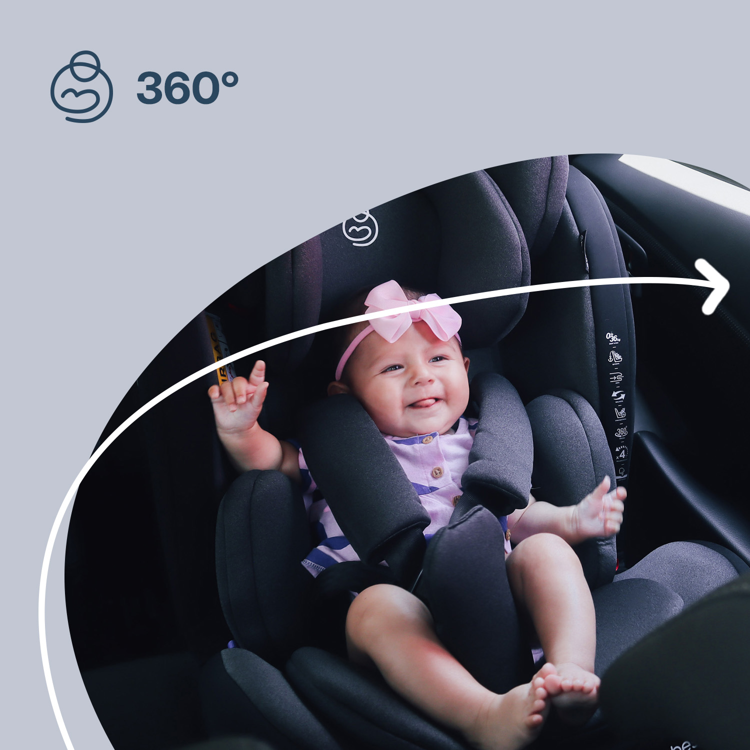 Foto 6 pulgar | Autoasiento Bebesit Saturn Portabebe Gris para Niños