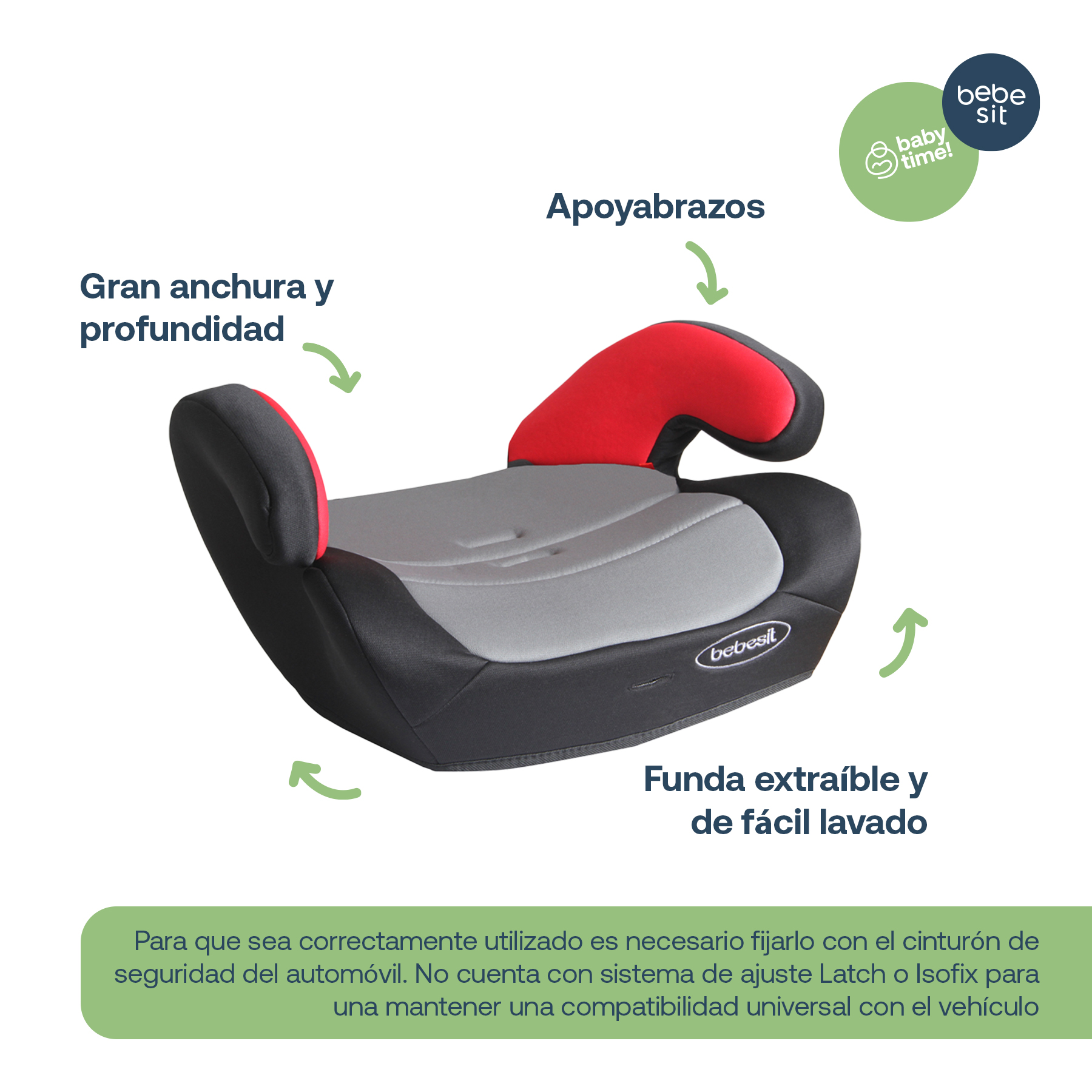 Foto 5 pulgar | Autoasiento Bebesit Confort Rojo Booster Silla Alzador para Carro