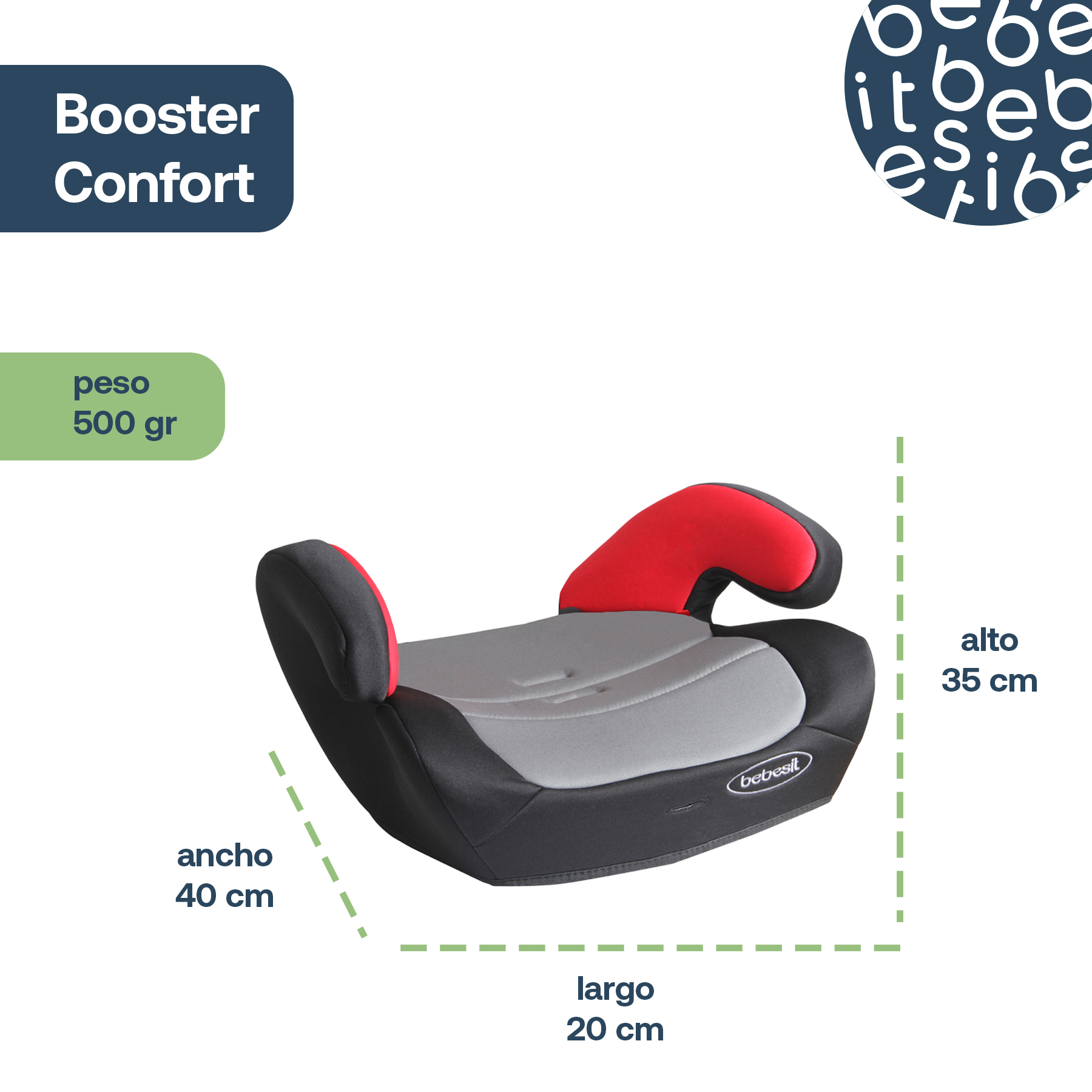 Foto 6 pulgar | Autoasiento Bebesit Confort Rojo Booster Silla Alzador para Carro