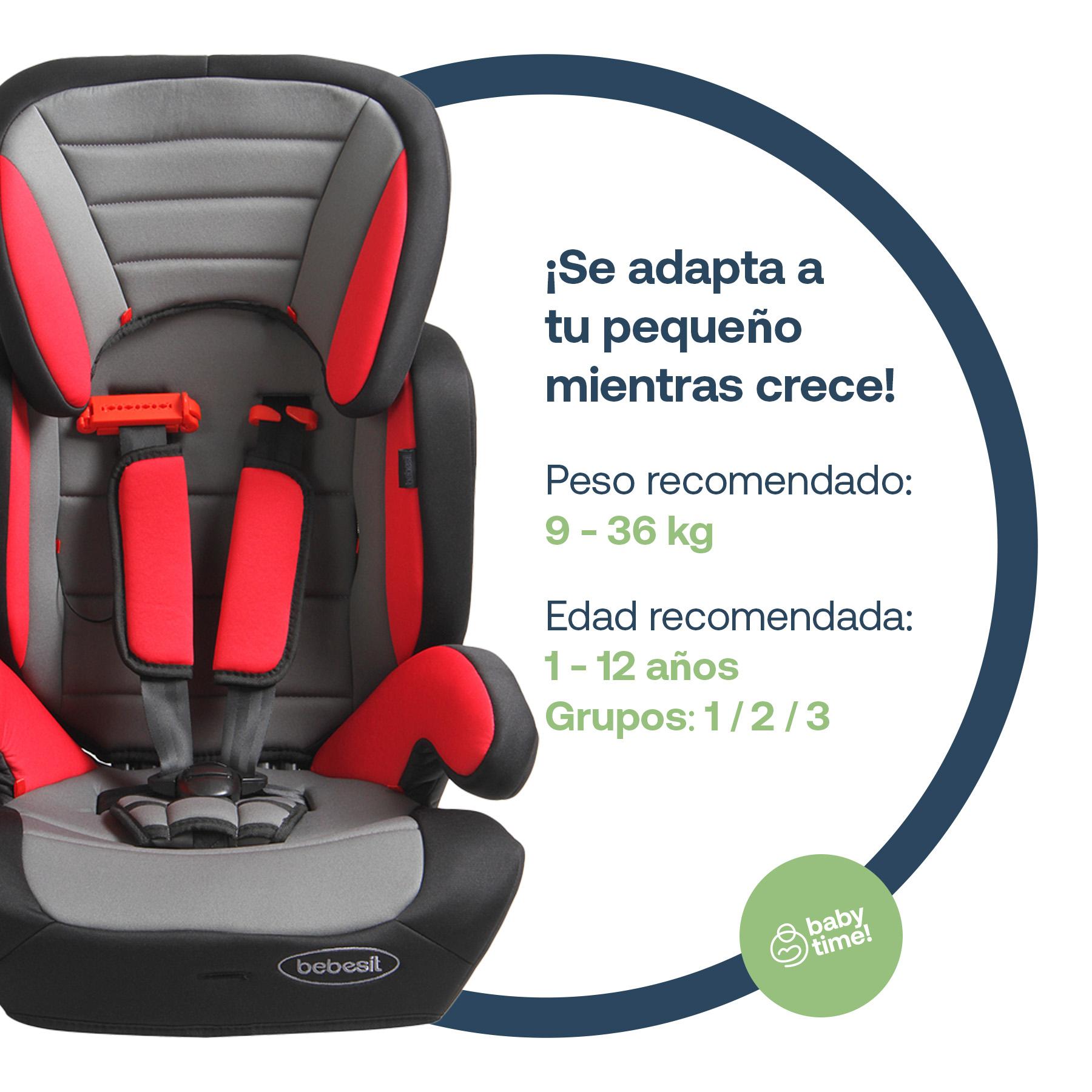 Foto 3 pulgar | Autoasiento Bebe Bebesit Suzuka Rojo Silla Seguridad para Niños