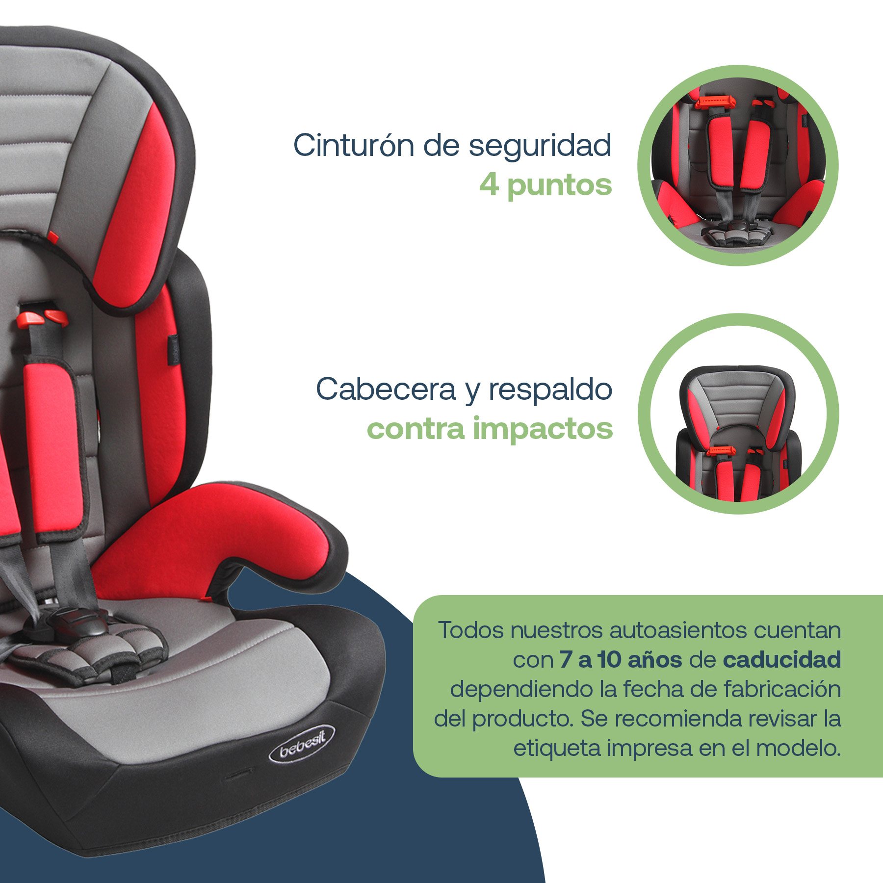 Foto 5 pulgar | Autoasiento Bebe Bebesit Suzuka Rojo Silla Seguridad para Niños