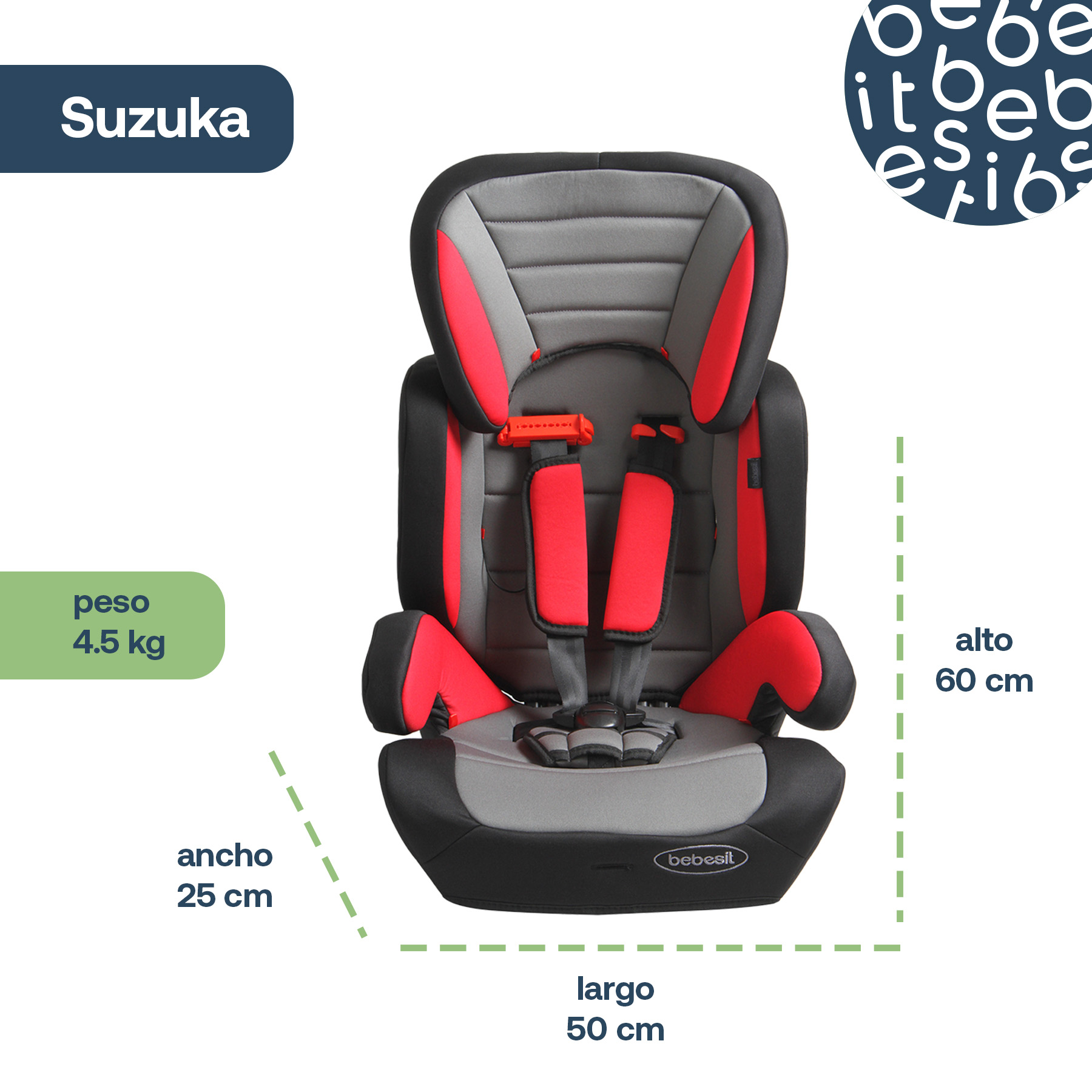 Foto 8 pulgar | Autoasiento Bebe Bebesit Suzuka Rojo Silla Seguridad para Niños