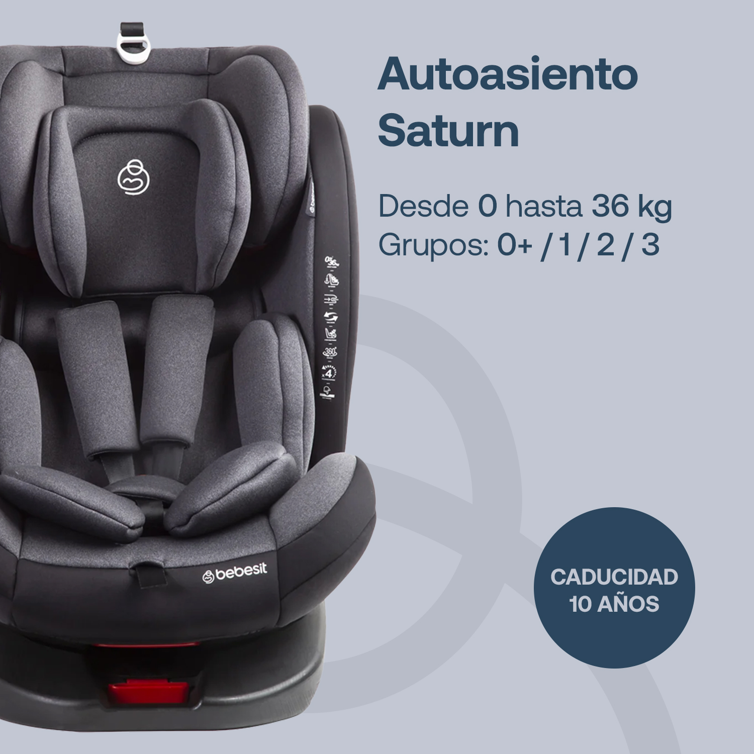 Foto 3 pulgar | Autoasiento Bebesit Saturn Negro Portabebe Silla para Niños