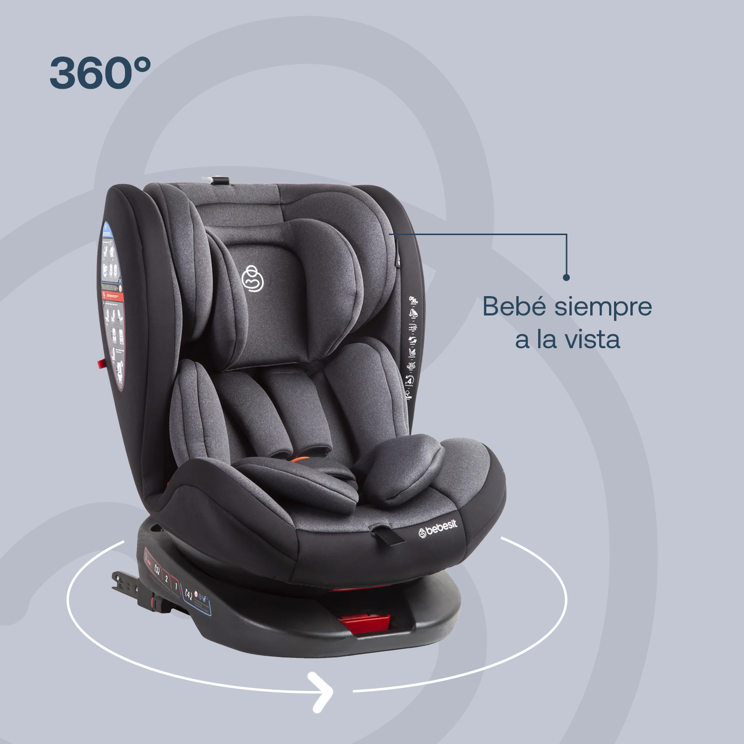 Foto 5 pulgar | Autoasiento Bebesit Saturn Negro Portabebe Silla para Niños