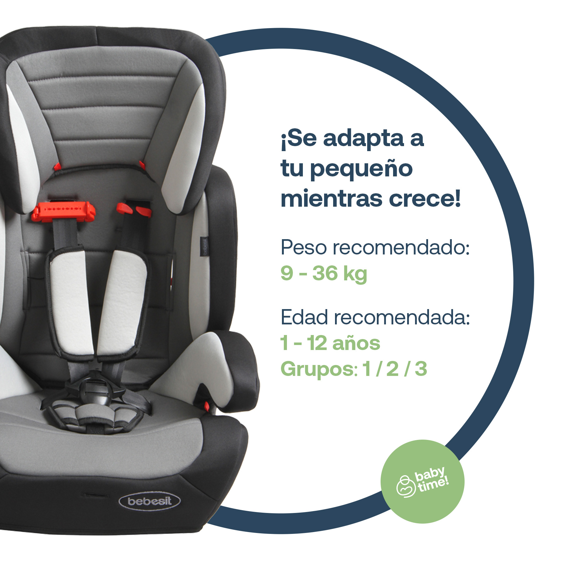 Foto 2 | Autoasiento Bebesit Suzuka Gris