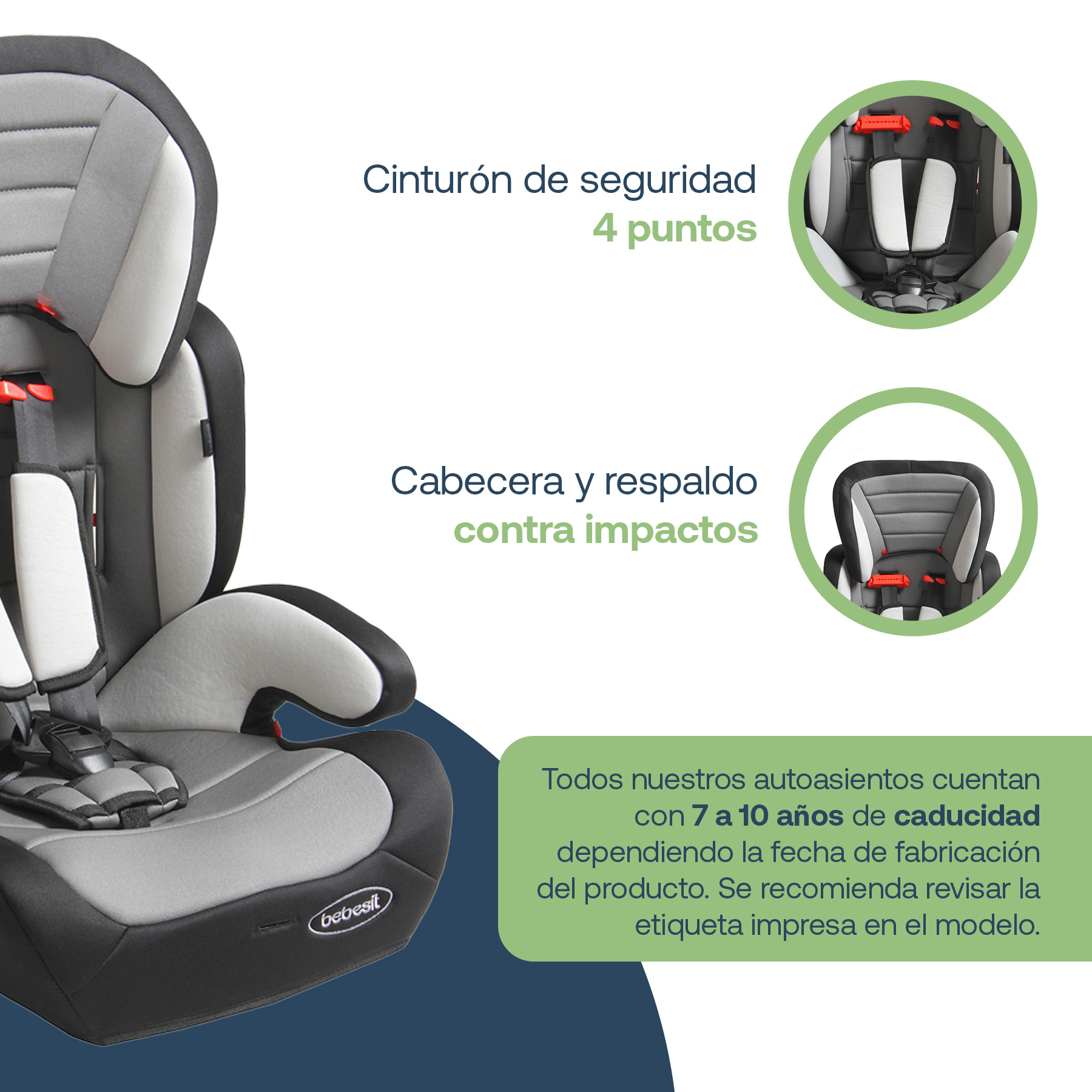 Foto 5 pulgar | Autoasiento Bebesit Suzuka Gris