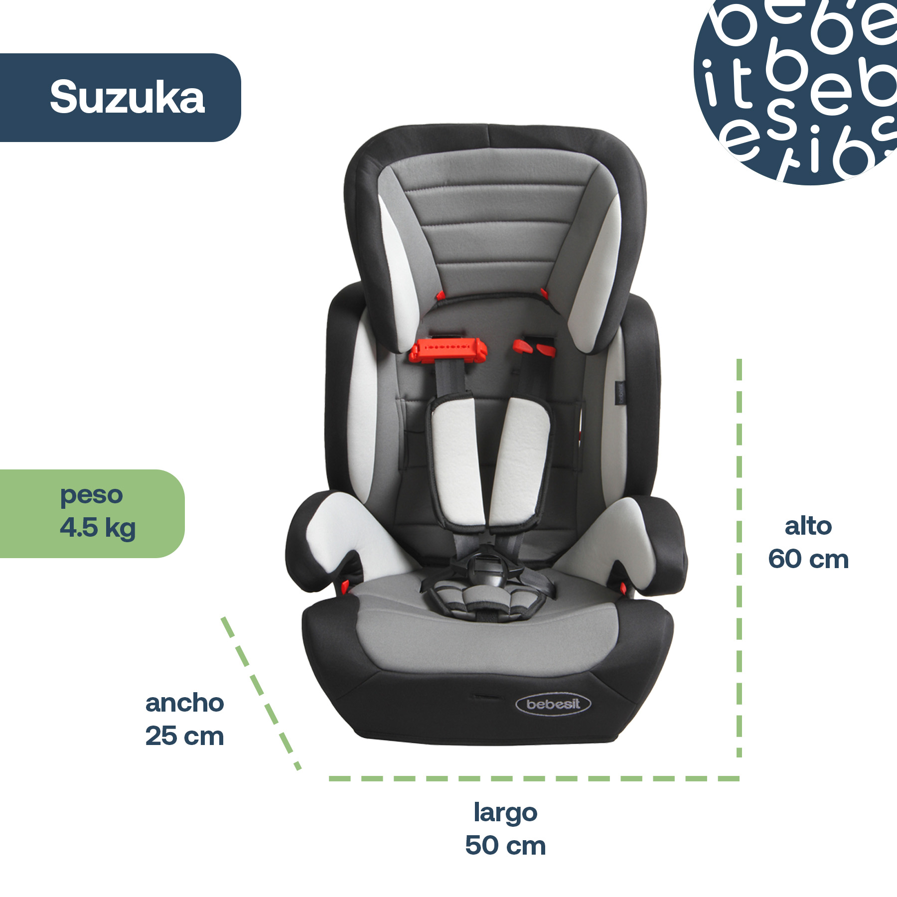 Foto 8 pulgar | Autoasiento Bebesit Suzuka Gris