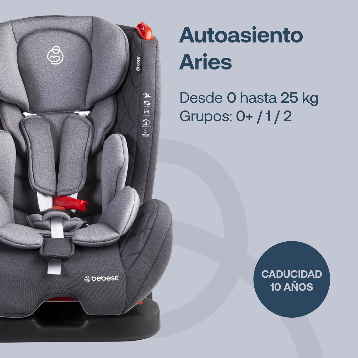 Foto 3 pulgar | Autoasiento Bebesit Aries Gris Silla para Carro