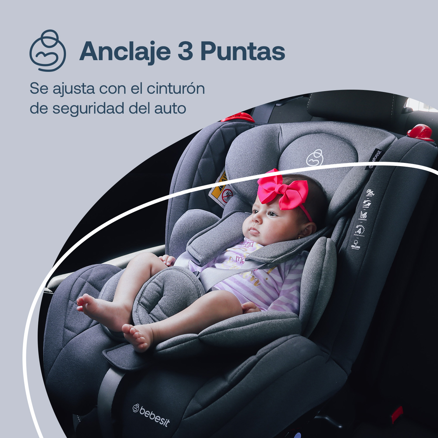 Foto 7 pulgar | Autoasiento Bebesit Aries Gris Silla para Carro