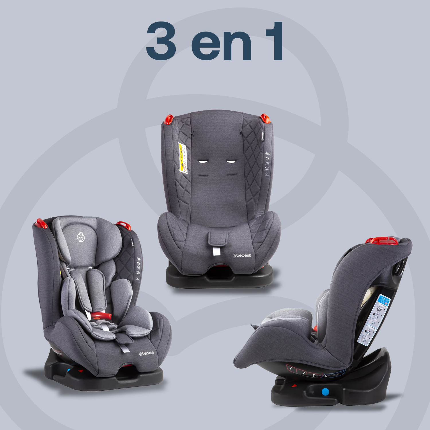 Foto 7 | Autoasiento Bebesit Aries Gris Silla para Carro