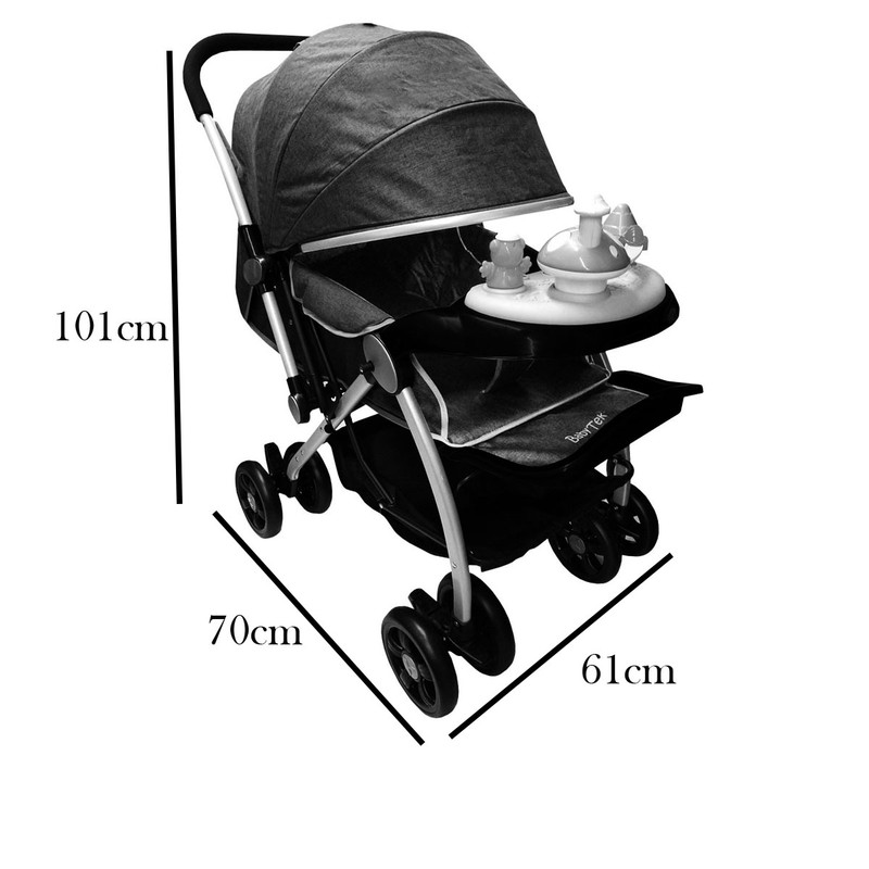 Foto 4 | Carriola Baby Tek con Asa Reversible color Gris y Juguetero